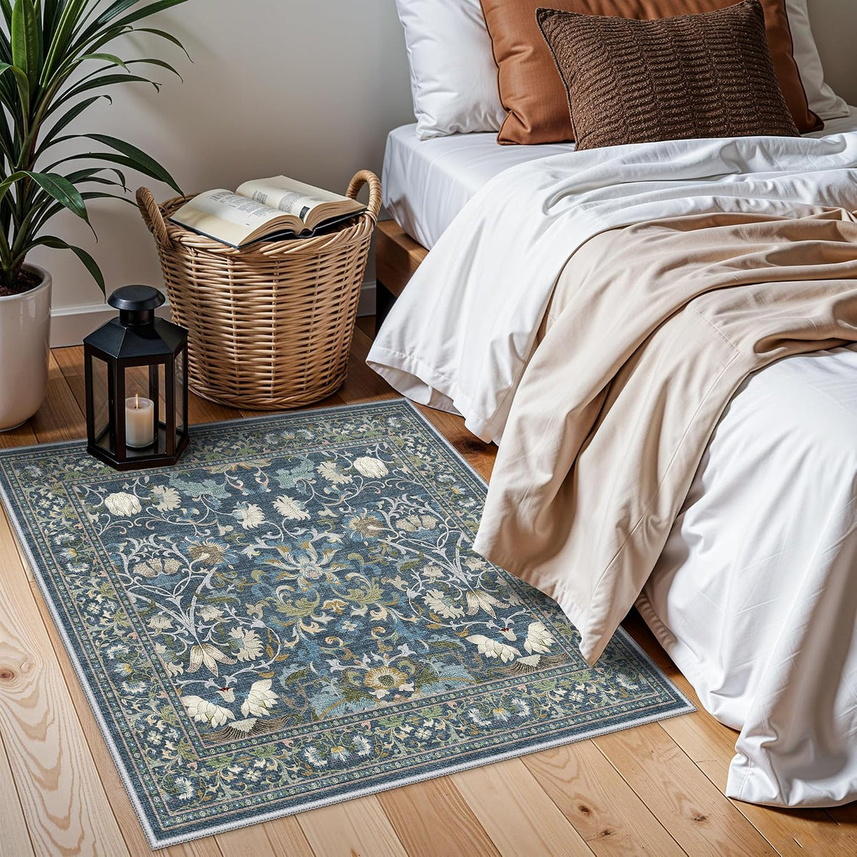 Hallway Washable Runner Rug - 3x10 Kitchen Rugs Entryway Rug Runner Vintage Soft Floor Mat Non Slip Indoor Farmhouse Carpet for Bathroom Living Room Bedroom (3 X 10, Beige)