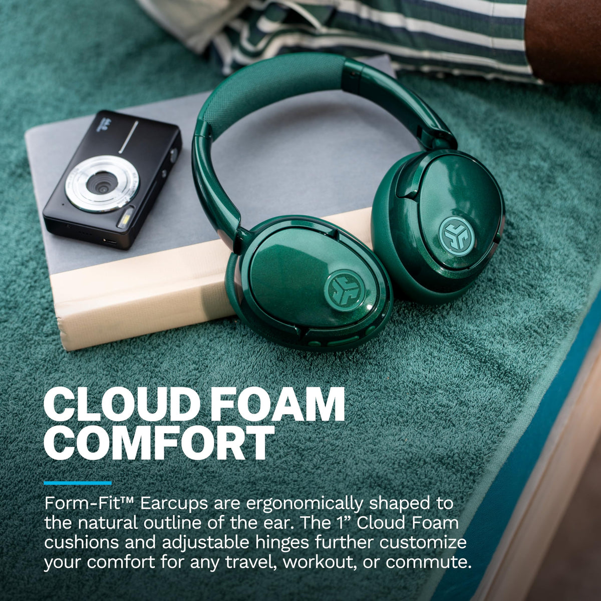 JLab JBuds Lux ANC Wireless Over-Ear Headphones, Limited Edition Navy Father Jim Norris notebooks