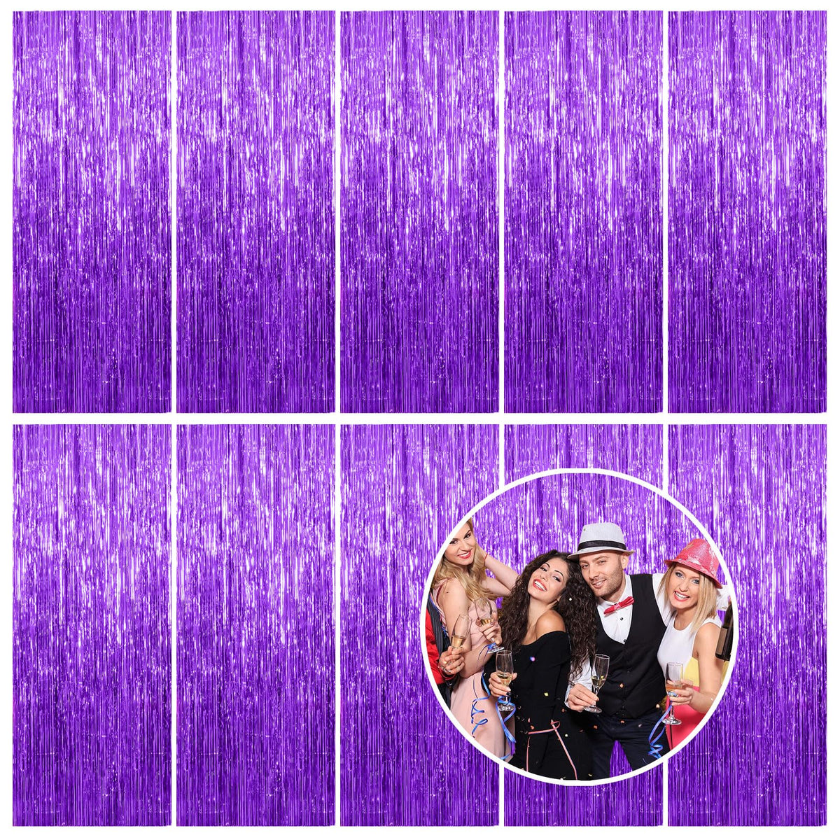 2 Pack Blue Party Decorations Ocean Party Decor Supplies Blue Party Streamers Birthday Decorations Tinsel Foil Fringe Curtains Photo Booth Props Celebration Decorations