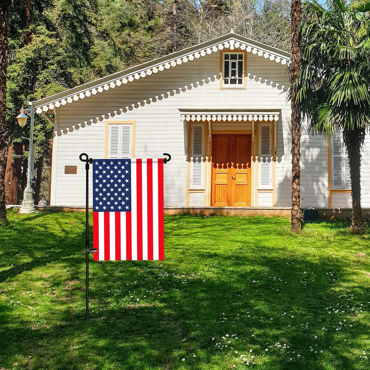 HOOSUN Garden Flag Stand,Premium Garden Flag Holder Pole Metal Powder-Coated Weather-Proof Paint with Graden Flag Clip and Spring Stoppers Without Flag Garden Decorations Father Jim Norris notebooks