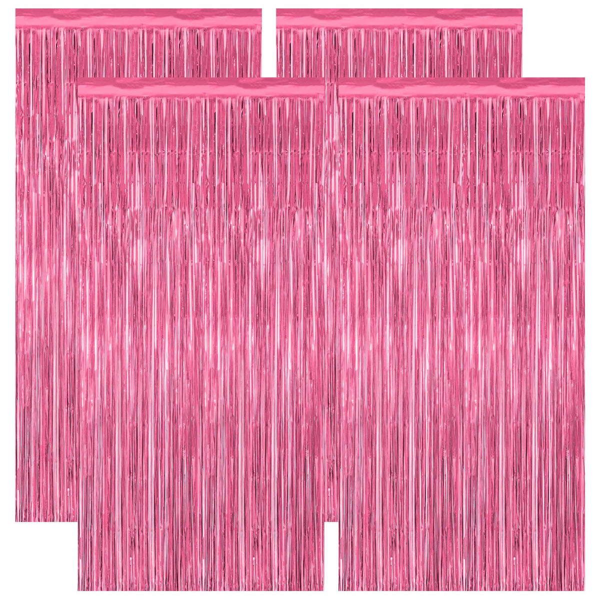 2 Pack Pink Party Decorations, 3.28 FT x 7.05 FT Pink Backdrop, Metallic Tinsel Backdrop Fringe Curtains Backdrop Curtains, Photo Backdrop Party Supplies Birthday Party Decorationsay Party Decorations