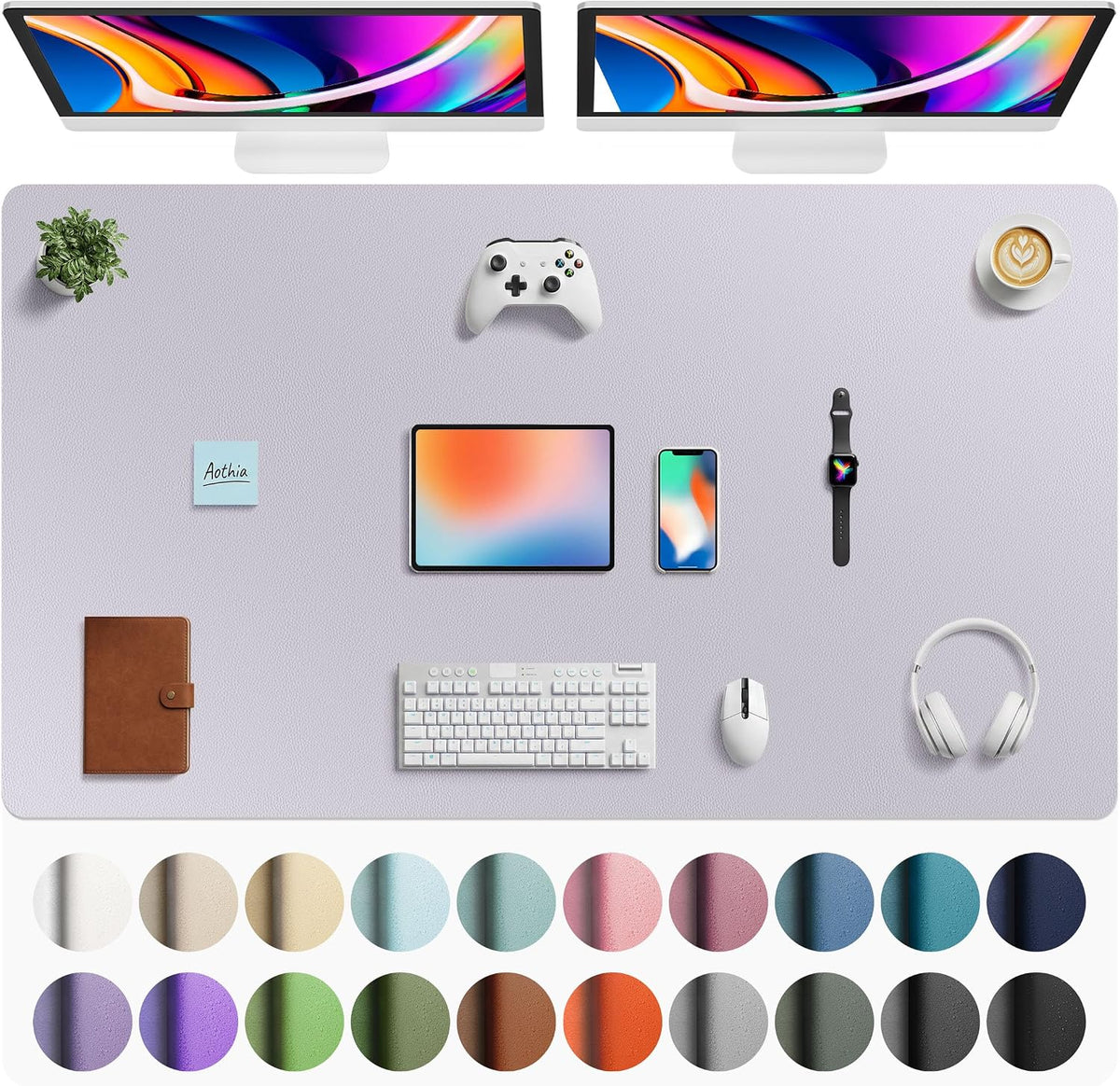 Aothia Non-Slip Waterproof PU Leather Desk Pad Protector for Mouse, Writing Desk, Office, Home, Laptop Blotter, 23.6" x 13.7", Black Father Jim Norris notebooks