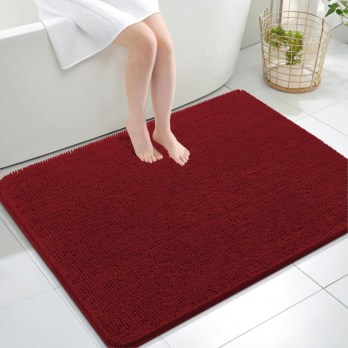 OLANLY Toilet Rugs U-Shaped 20x20,, Soft Absorbent Chenille Contour Rugs