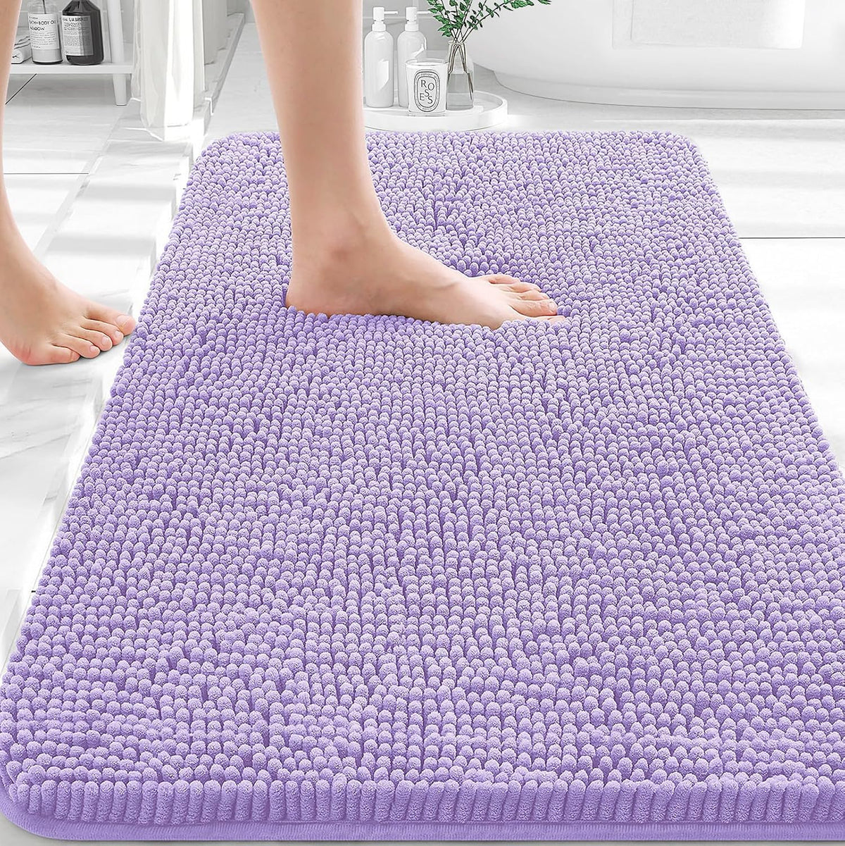 OLANLY Toilet Rugs U-Shaped 20x20,, Soft Absorbent Chenille Contour Rugs