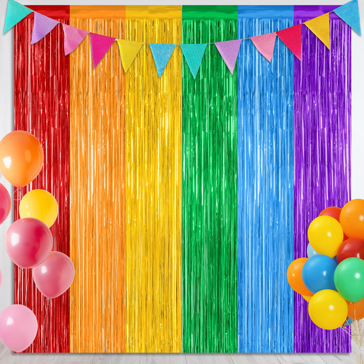 2 Pack Pink Party Decorations, 3.28 FT x 7.05 FT Pink Backdrop, Metallic Tinsel Backdrop Fringe Curtains Backdrop Curtains, Photo Backdrop Party Supplies Birthday Party Decorationsay Party Decorations