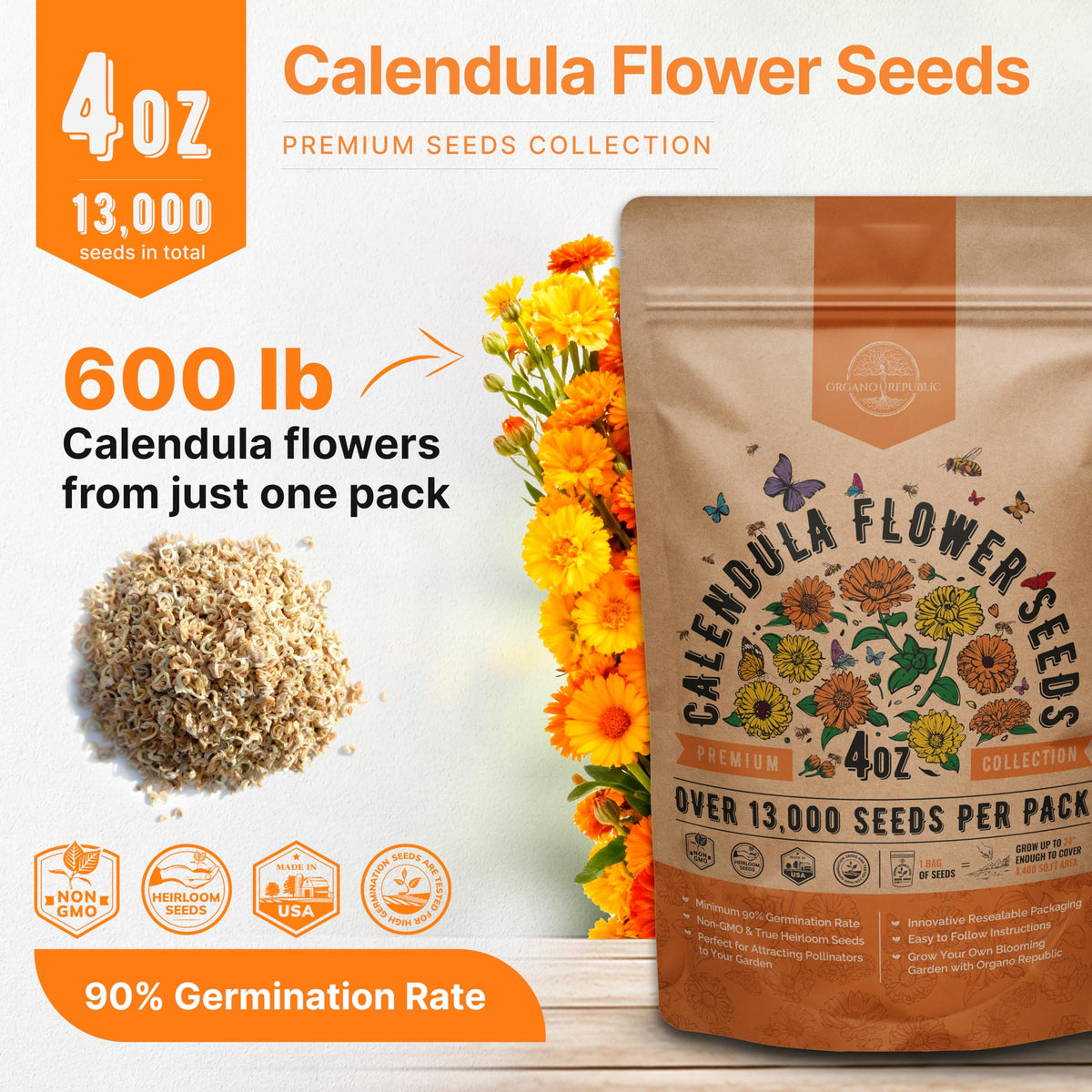 Cosmos Flower Seeds Pack 1 oz - 4,500 Non-GMO Heirloom Annual Seeds for Planting Indoor & Outdoor Gardening, Flower Seed for Garden in Resealable Packet, Floral Mix for Pollinators Perennial Mix Father Jim Norris notebooks