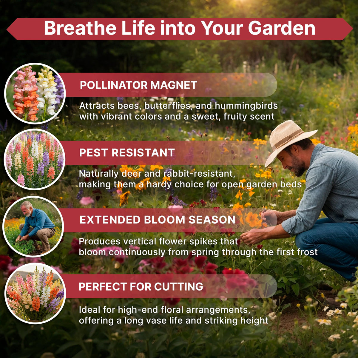 Cosmos Flower Seeds Pack 1 oz - 4,500 Non-GMO Heirloom Annual Seeds for Planting Indoor & Outdoor Gardening, Flower Seed for Garden in Resealable Packet, Floral Mix for Pollinators Perennial Mix Father Jim Norris notebooks