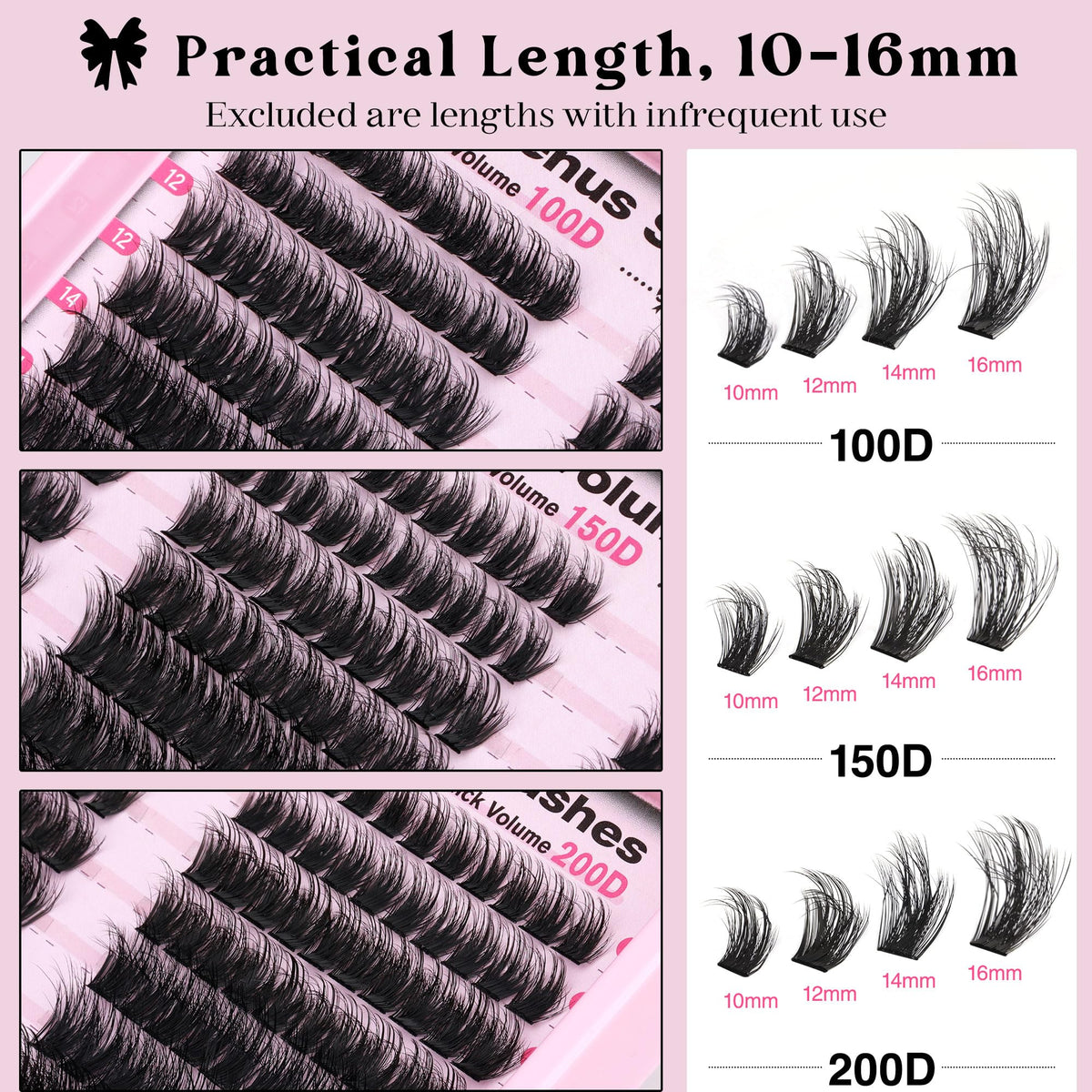 Goddvenus Lash Clusters Kit 9-14mm Wispy Eyelash Clusters Lashes Natural DIY Lash Extension Kit Short Cluster Eyelash Extensions Kit 300pcs C Curl Individual Lashes Cluster Eyelash (With Tweezers)