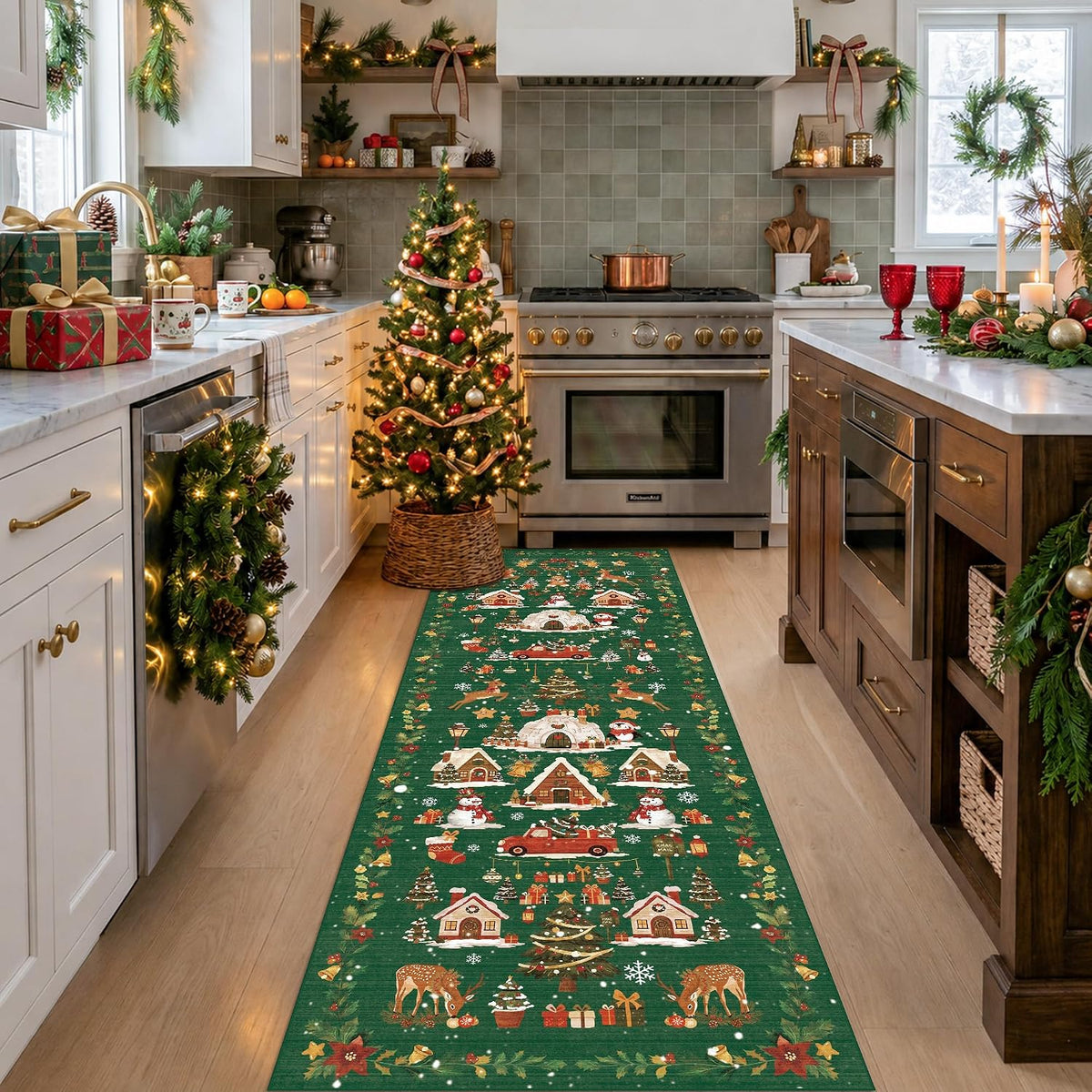 Hallway Washable Runner Rug - 3x10 Kitchen Rugs Entryway Rug Runner Vintage Soft Floor Mat Non Slip Indoor Farmhouse Carpet for Bathroom Living Room Bedroom (3 X 10, Beige)