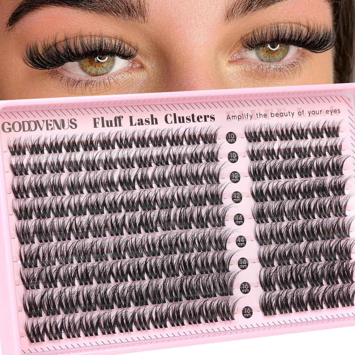Goddvenus Lash Clusters Kit 9-14mm Wispy Eyelash Clusters Lashes Natural DIY Lash Extension Kit Short Cluster Eyelash Extensions Kit 300pcs C Curl Individual Lashes Cluster Eyelash (With Tweezers)