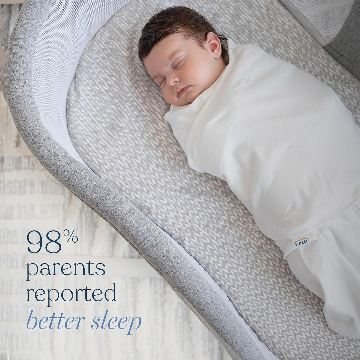 HALO SleepSack Swaddle | Cotton | 1.5 TOG | 68-75°F | 6-12 lbs |Baby Blue
