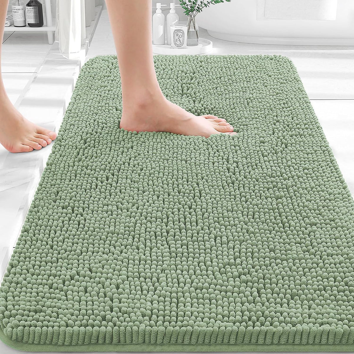 OLANLY Toilet Rugs U-Shaped 20x20,, Soft Absorbent Chenille Contour Rugs