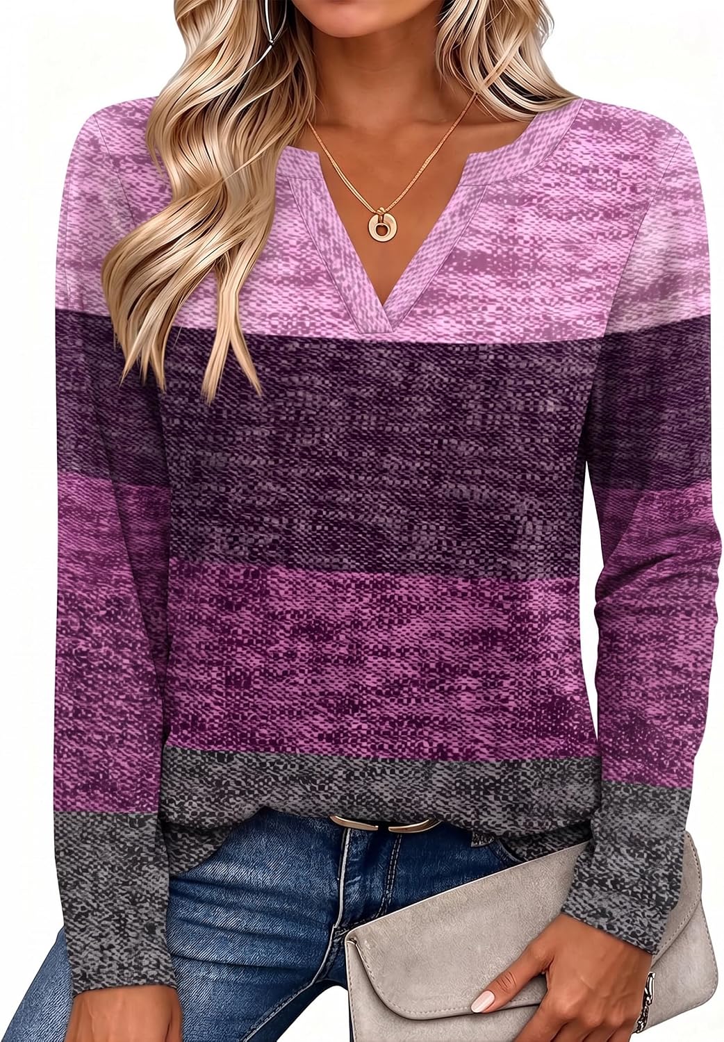 Zeagoo Womens Tops Long Sleeve V Neck Tee Shirts Cute Dressy Casual