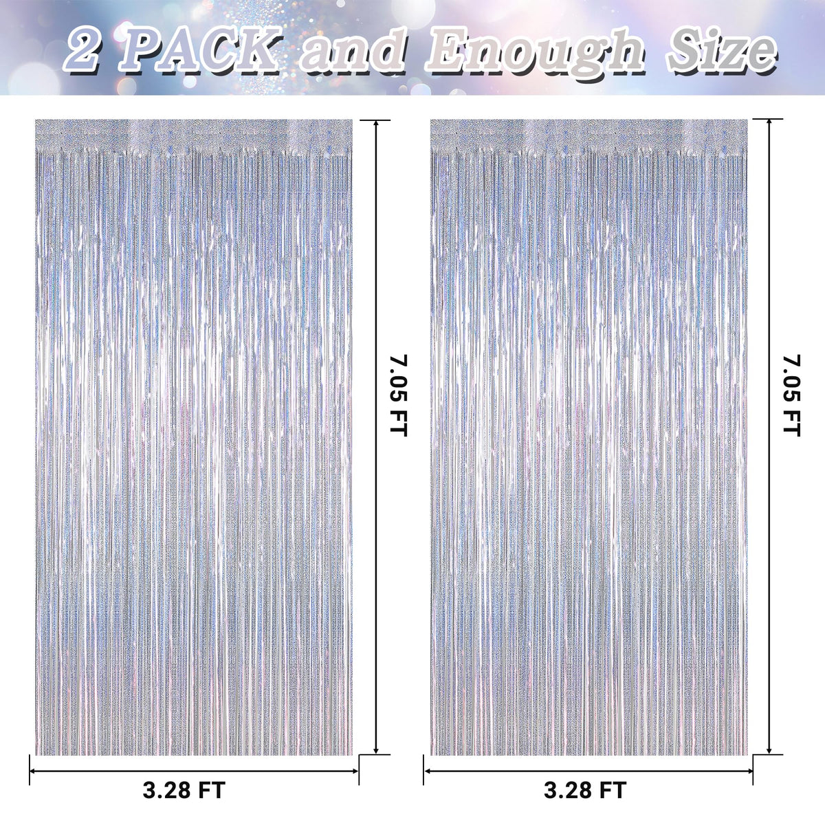 2 Pack Pink Party Decorations, 3.28 FT x 7.05 FT Pink Backdrop, Metallic Tinsel Backdrop Fringe Curtains Backdrop Curtains, Photo Backdrop Party Supplies Birthday Party Decorationsay Party Decorations