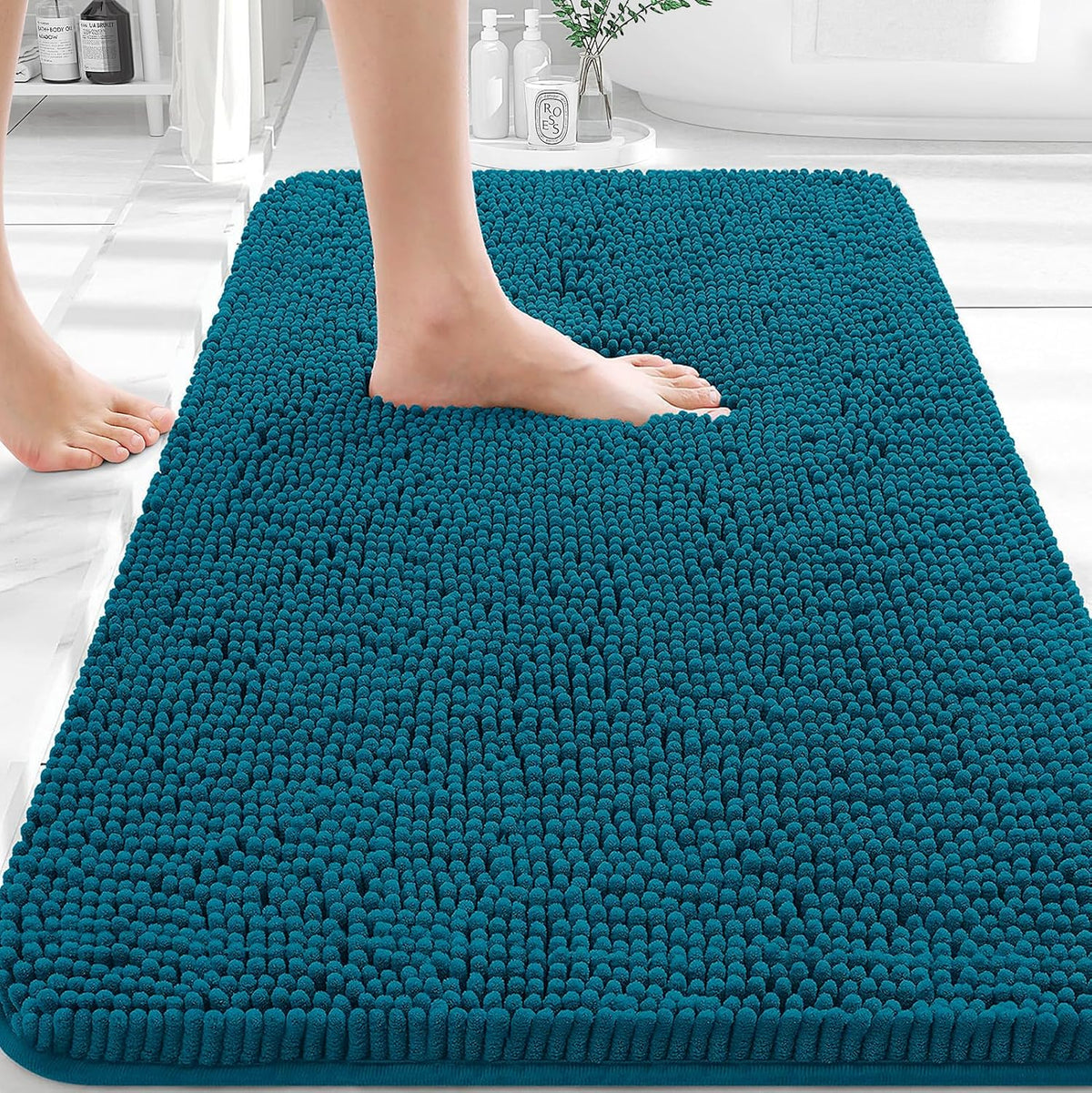 OLANLY Toilet Rugs U-Shaped 20x20,, Soft Absorbent Chenille Contour Rugs