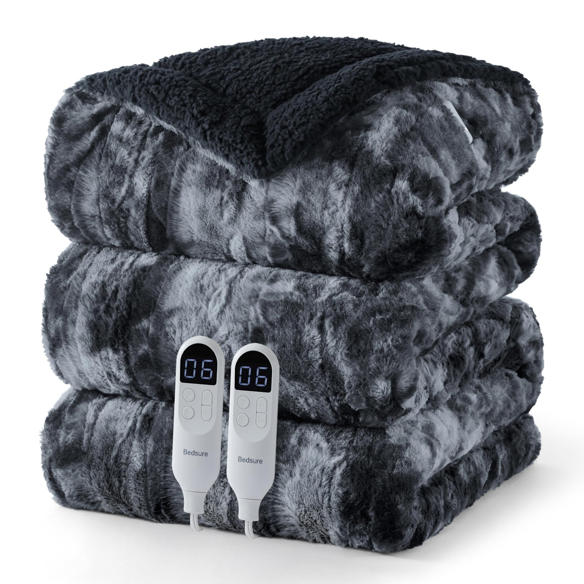 Bedsure Electric Blanket Twin with Preheat Function - Soft Flannel Heated Blanket Twin Size, Fast Heating with 6 Time Settings (Up to 10H) & 6 Heat Settings, Gifts for Grandma (62x84 inches, Grey)