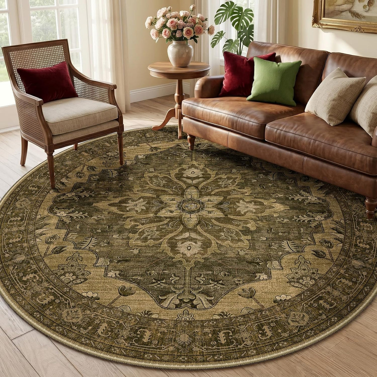 RELEANY Washable Area Rug, Small 2'x3', Teal Green/White/Navy