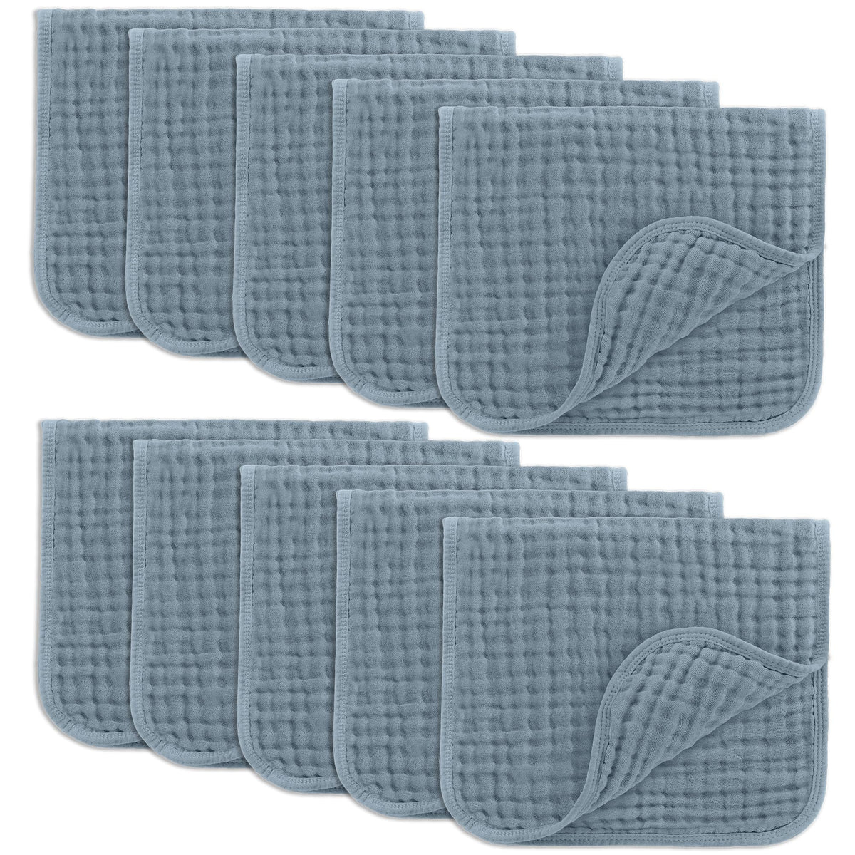 Comfy Cubs Muslin Burp Cloths 20x10" 10 Pack, Baby Burp Cloths - Multi