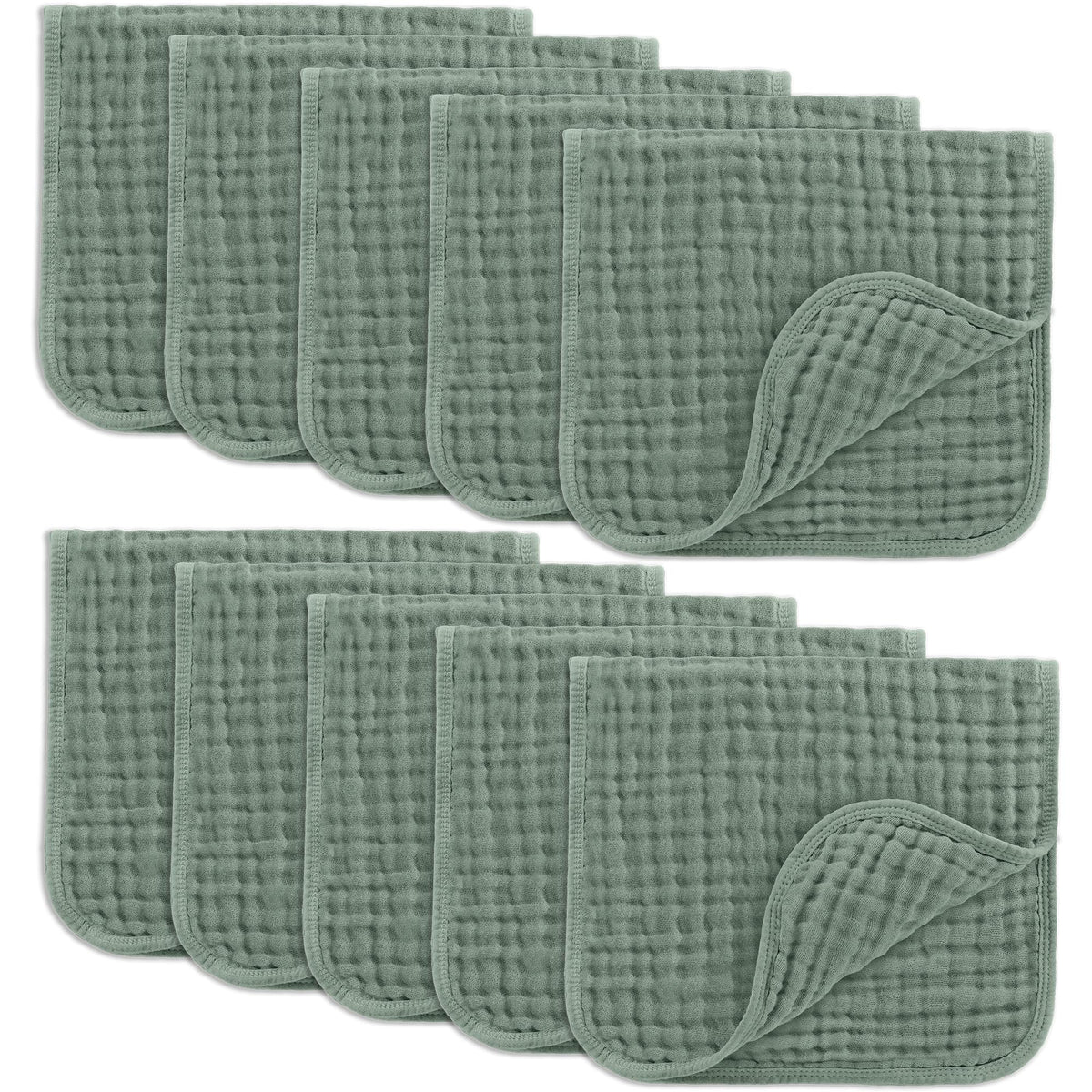 Comfy Cubs Muslin Burp Cloths 20x10" 10 Pack, Baby Burp Cloths - Multi