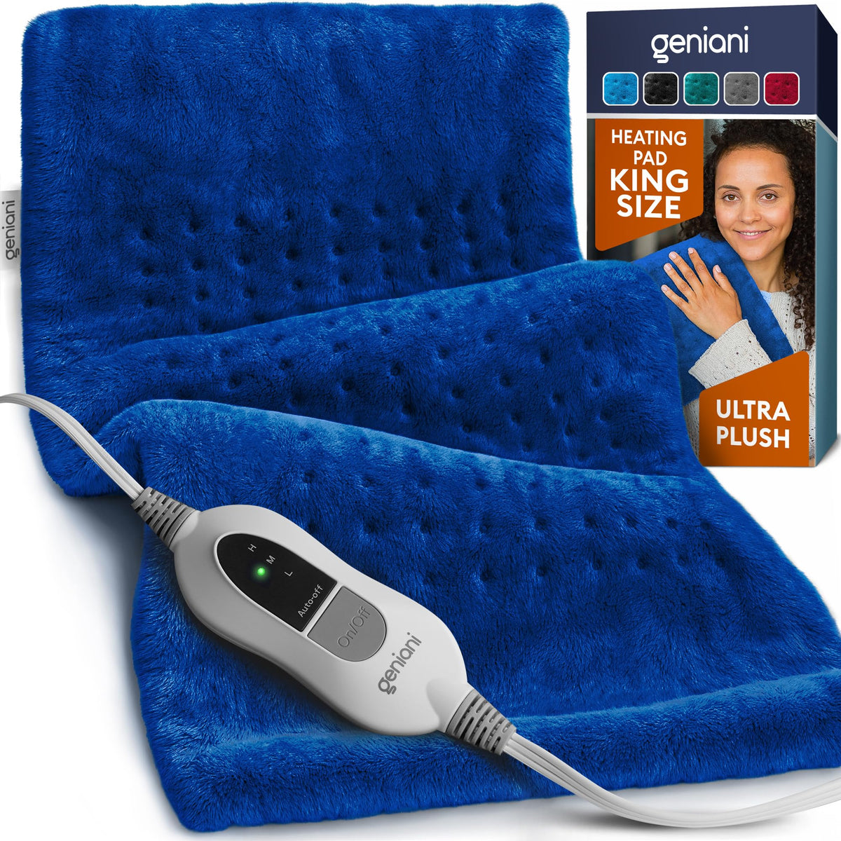 GENIANI XXL Heating Pad for Back Pain & Menstrual Pain Relief, Electric Throw Auto Shut Off,