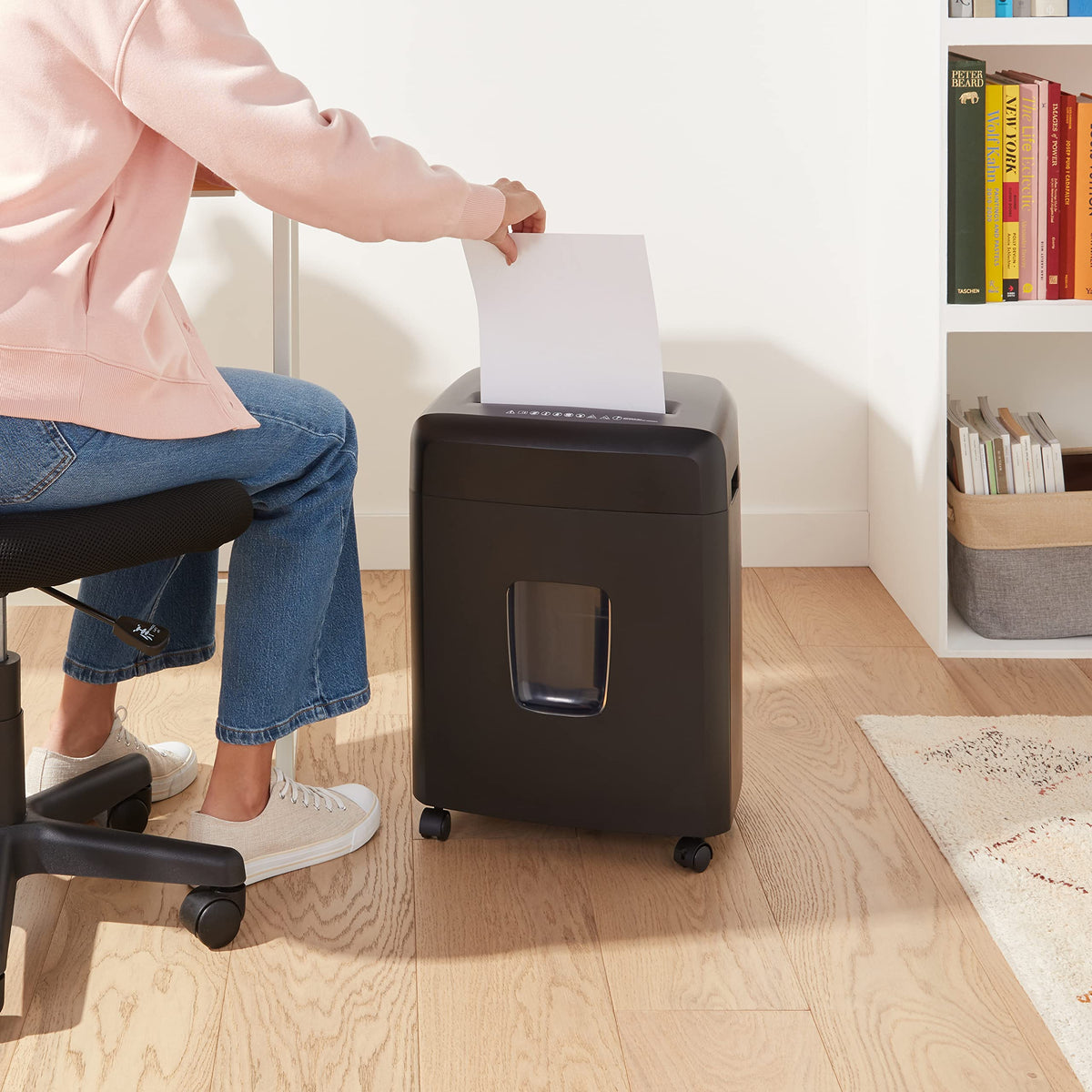 Amazon Basics 8-Sheet High Security Cross Cut Paper and Credit Card Shredder with P-4 Security, Auto Shut-off, Black Father Jim Norris notebooks