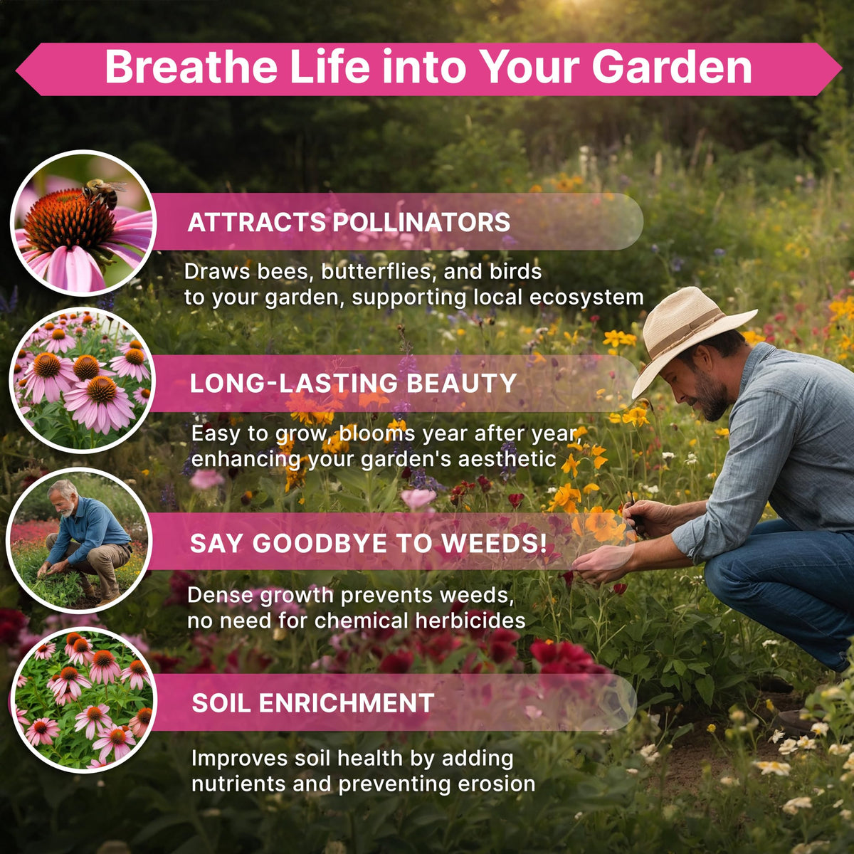 Cosmos Flower Seeds Pack 1 oz - 4,500 Non-GMO Heirloom Annual Seeds for Planting Indoor & Outdoor Gardening, Flower Seed for Garden in Resealable Packet, Floral Mix for Pollinators Perennial Mix Father Jim Norris notebooks