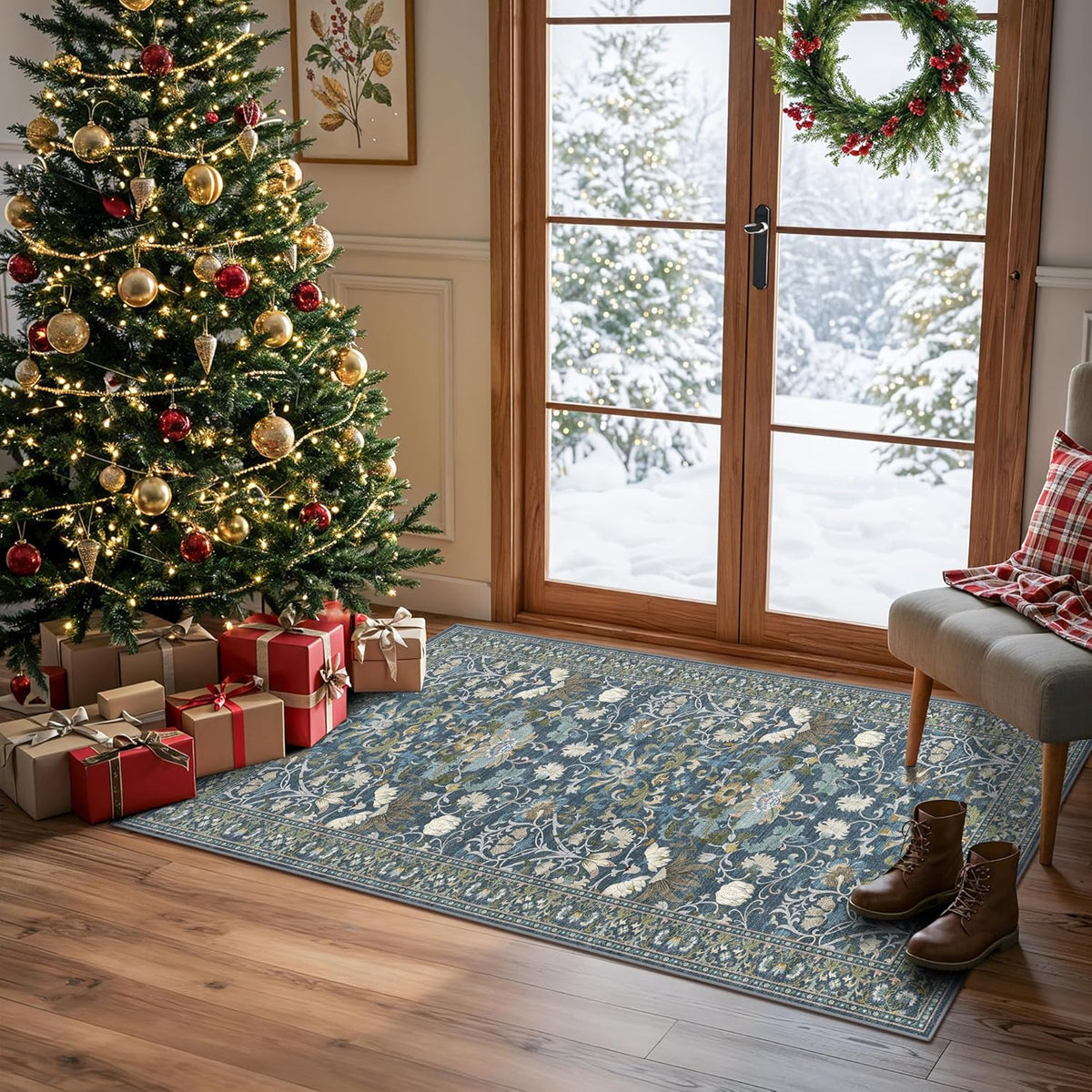 Hallway Washable Runner Rug - 3x10 Kitchen Rugs Entryway Rug Runner Vintage Soft Floor Mat Non Slip Indoor Farmhouse Carpet for Bathroom Living Room Bedroom (3 X 10, Beige)