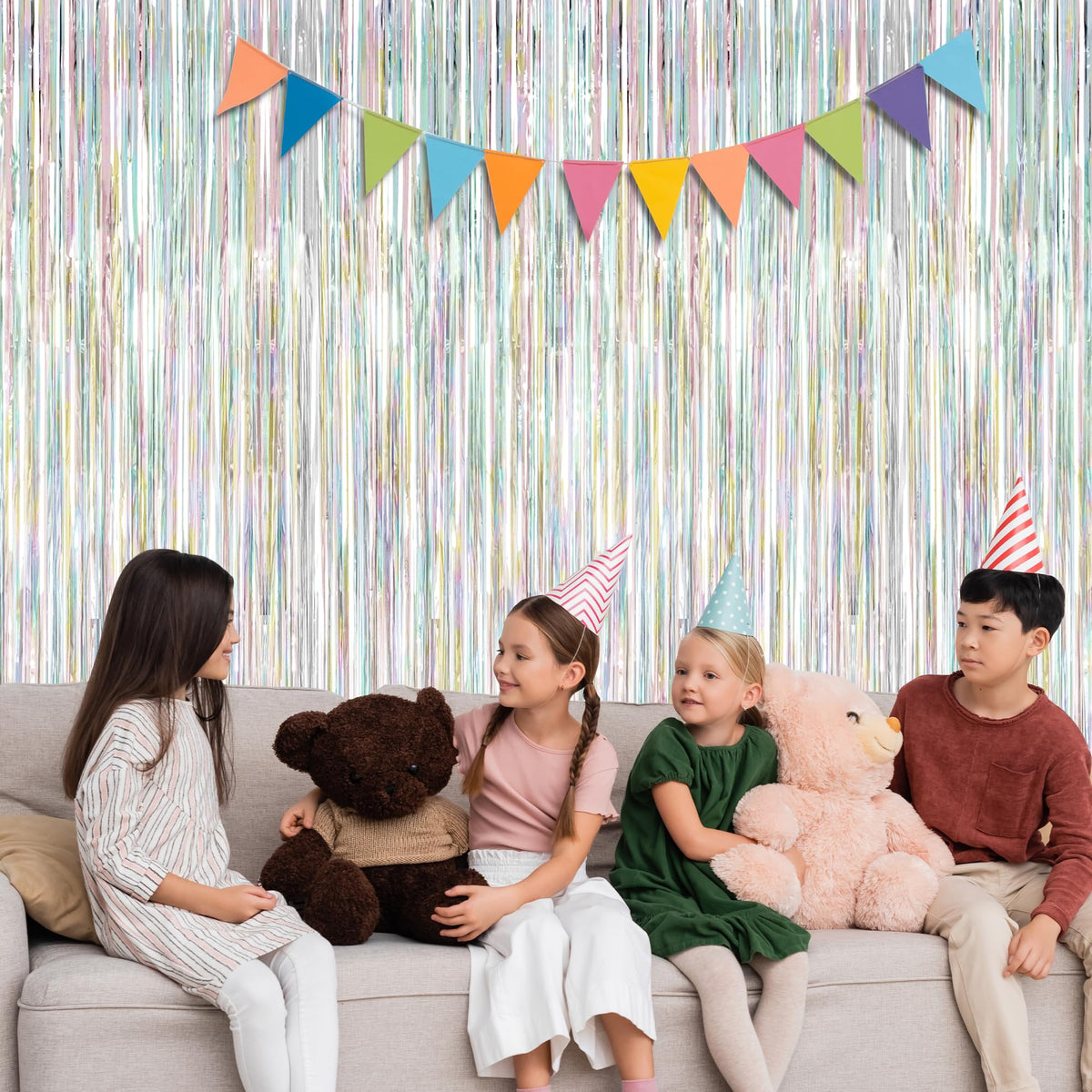 2 Pack Pink Party Decorations, 3.28 FT x 7.05 FT Pink Backdrop, Metallic Tinsel Backdrop Fringe Curtains Backdrop Curtains, Photo Backdrop Party Supplies Birthday Party Decorationsay Party Decorations