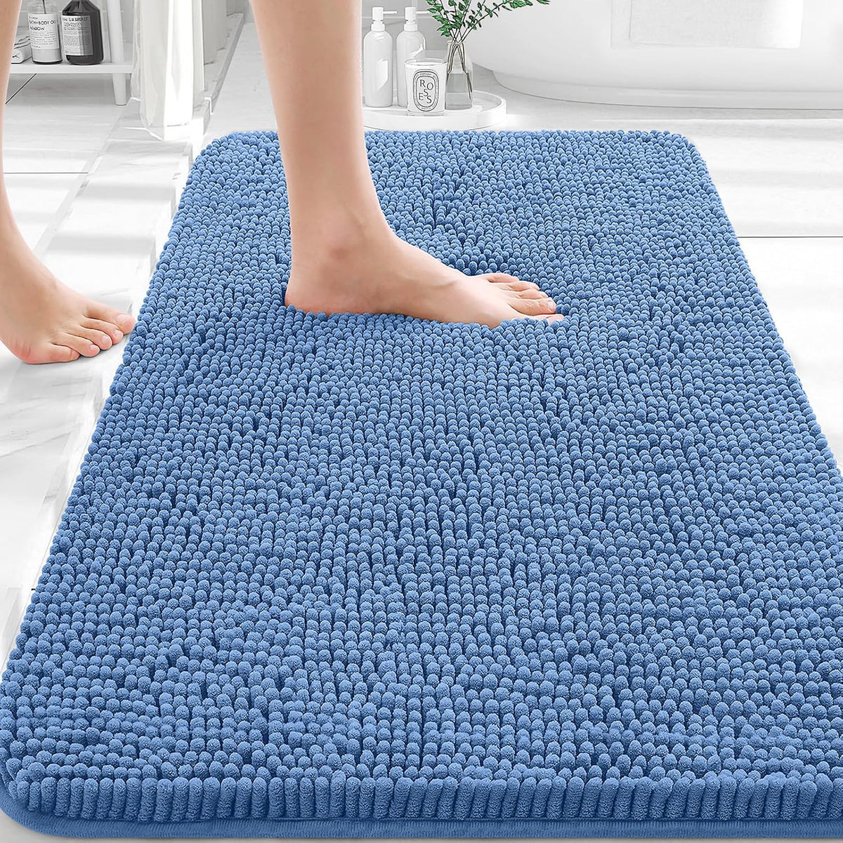 OLANLY Toilet Rugs U-Shaped 20x20,, Soft Absorbent Chenille Contour Rugs