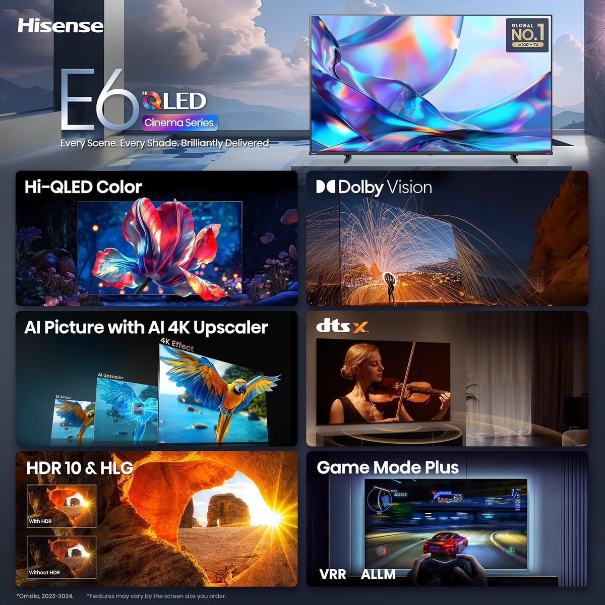 Hisense 50" Class E6SR Series Hi-QLED 4K UHD Smart Roku TV (50E6SR, 2026 Model) - Dolby Vision, Game Mode Plus, VRR, ALLM, DTS Virtual:X, Apple AirPlay, Compatible with Alexa and Google Assistant Father Jim Norris notebooks