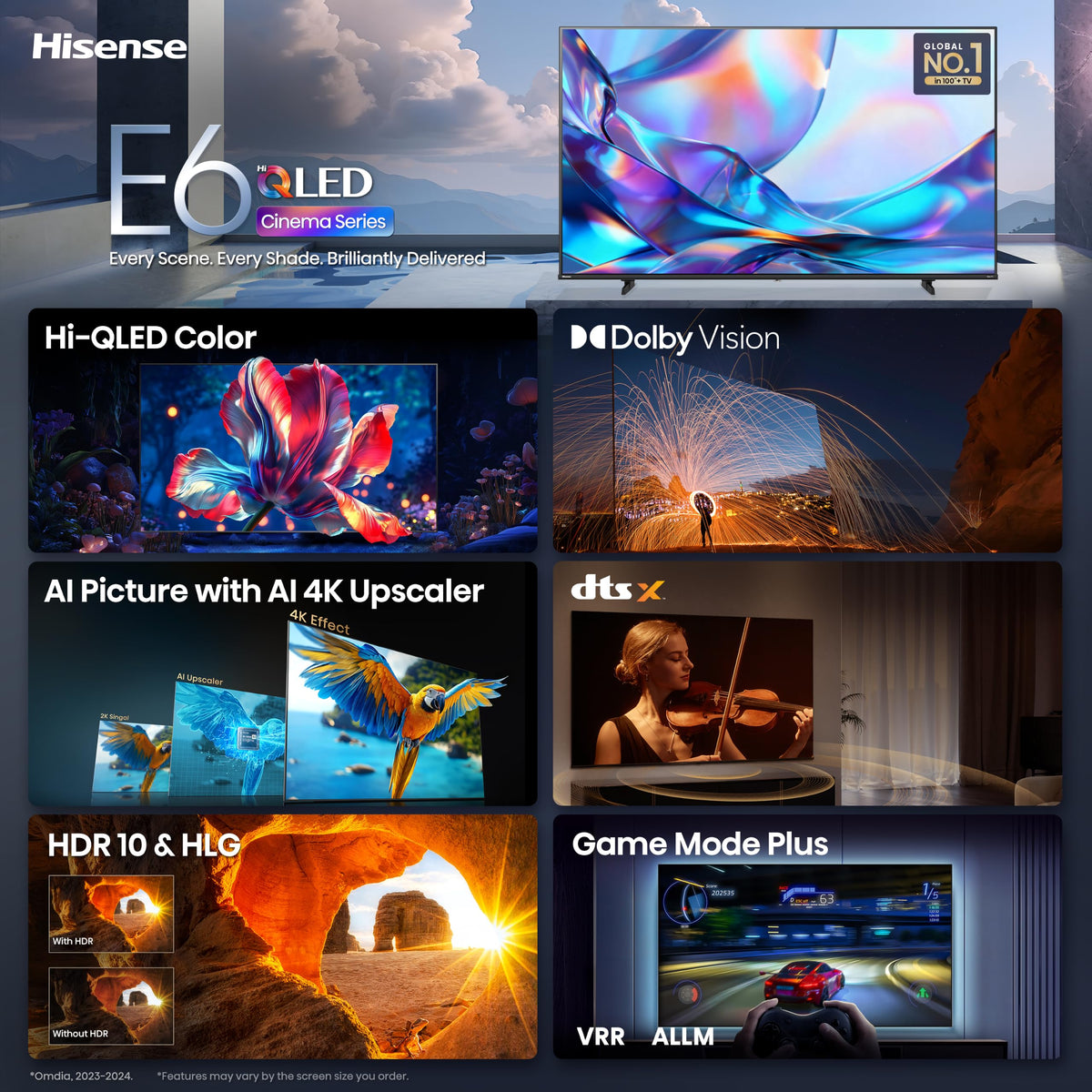Hisense 50" Class E6SR Series Hi-QLED 4K UHD Smart Roku TV (50E6SR, 2026 Model) - Dolby Vision, Game Mode Plus, VRR, ALLM, DTS Virtual:X, Apple AirPlay, Compatible with Alexa and Google Assistant Father Jim Norris notebooks