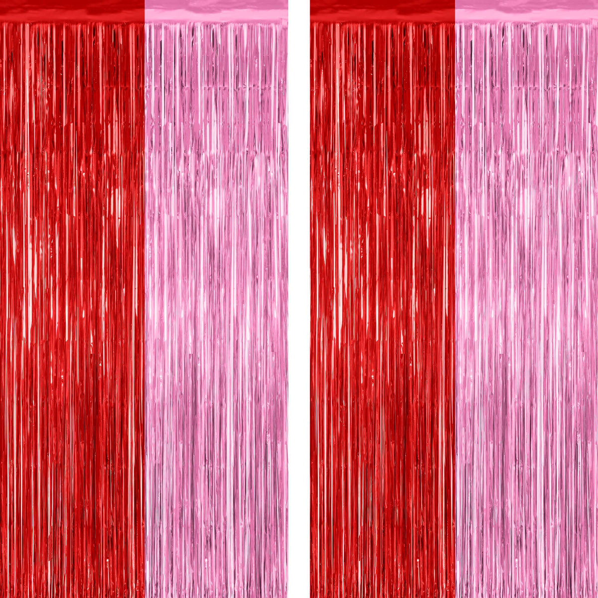 2 Pack Pink Party Decorations, 3.28 FT x 7.05 FT Pink Backdrop, Metallic Tinsel Backdrop Fringe Curtains Backdrop Curtains, Photo Backdrop Party Supplies Birthday Party Decorationsay Party Decorations