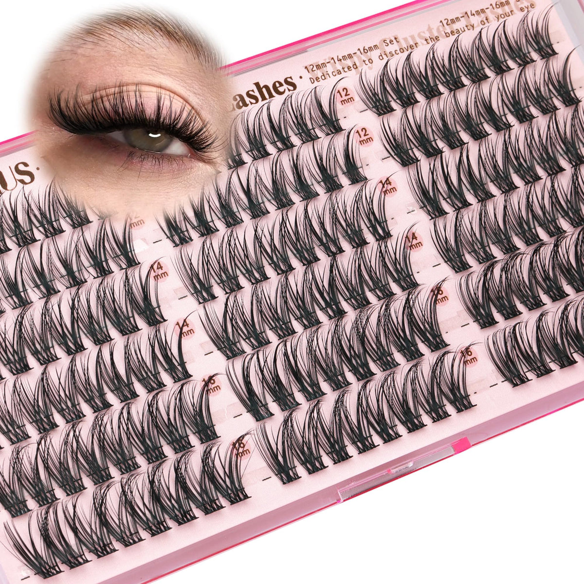 Goddvenus Lash Clusters Kit 9-14mm Wispy Eyelash Clusters Lashes Natural DIY Lash Extension Kit Short Cluster Eyelash Extensions Kit 300pcs C Curl Individual Lashes Cluster Eyelash (With Tweezers)