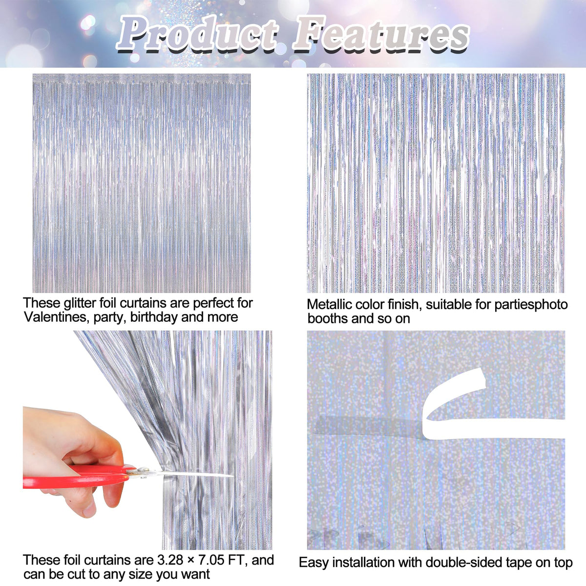 2 Pack Pink Party Decorations, 3.28 FT x 7.05 FT Pink Backdrop, Metallic Tinsel Backdrop Fringe Curtains Backdrop Curtains, Photo Backdrop Party Supplies Birthday Party Decorationsay Party Decorations