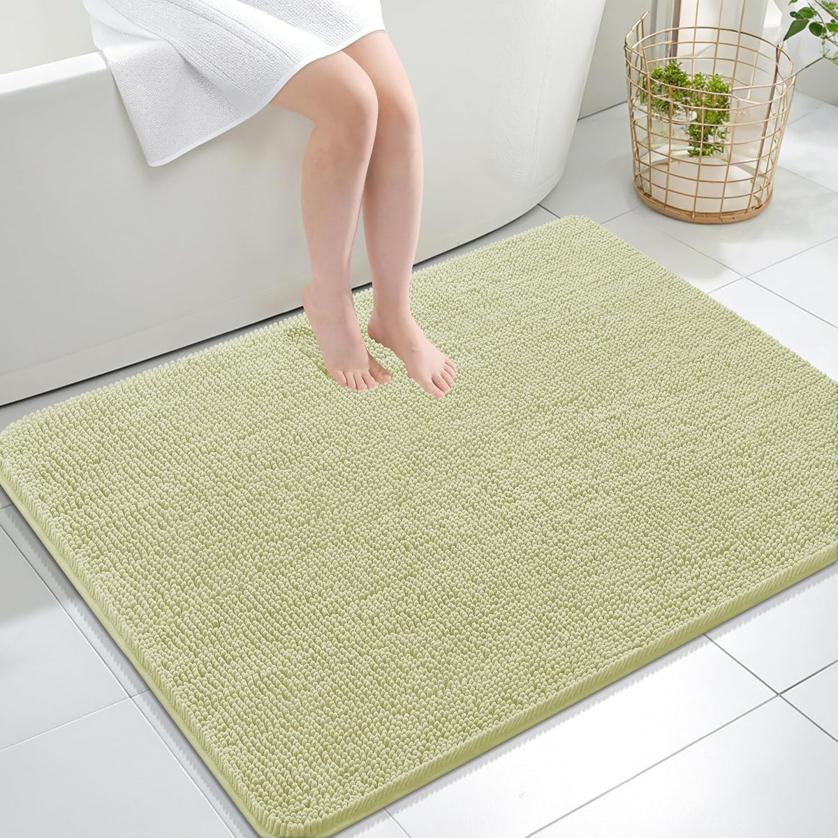 OLANLY Toilet Rugs U-Shaped 20x20,, Soft Absorbent Chenille Contour Rugs