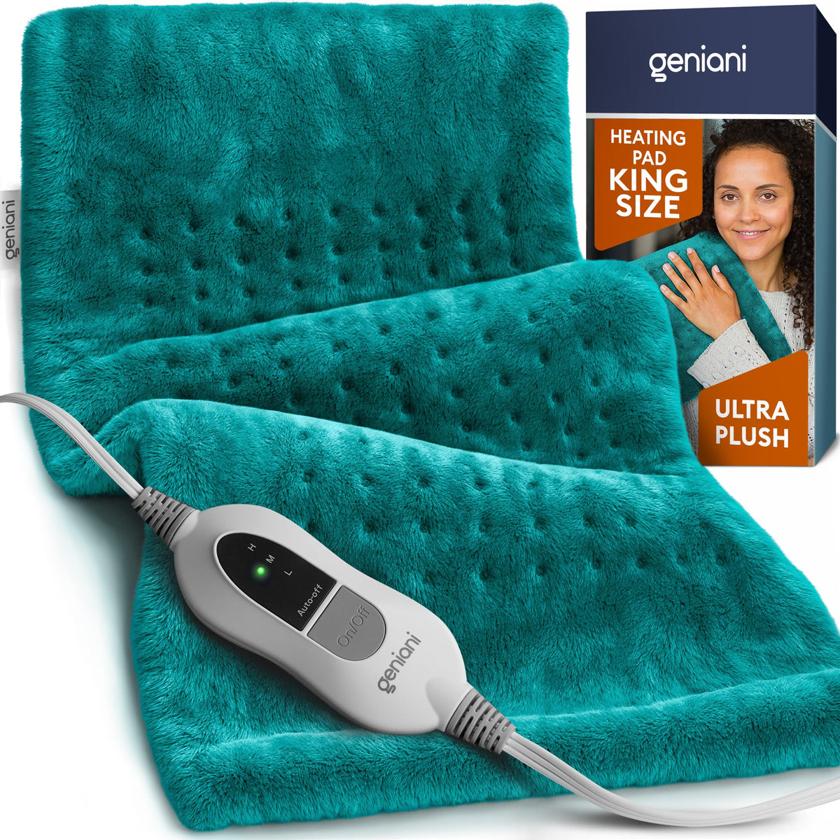 GENIANI XXL Heating Pad for Back Pain & Menstrual Pain Relief, Electric Throw Auto Shut Off,