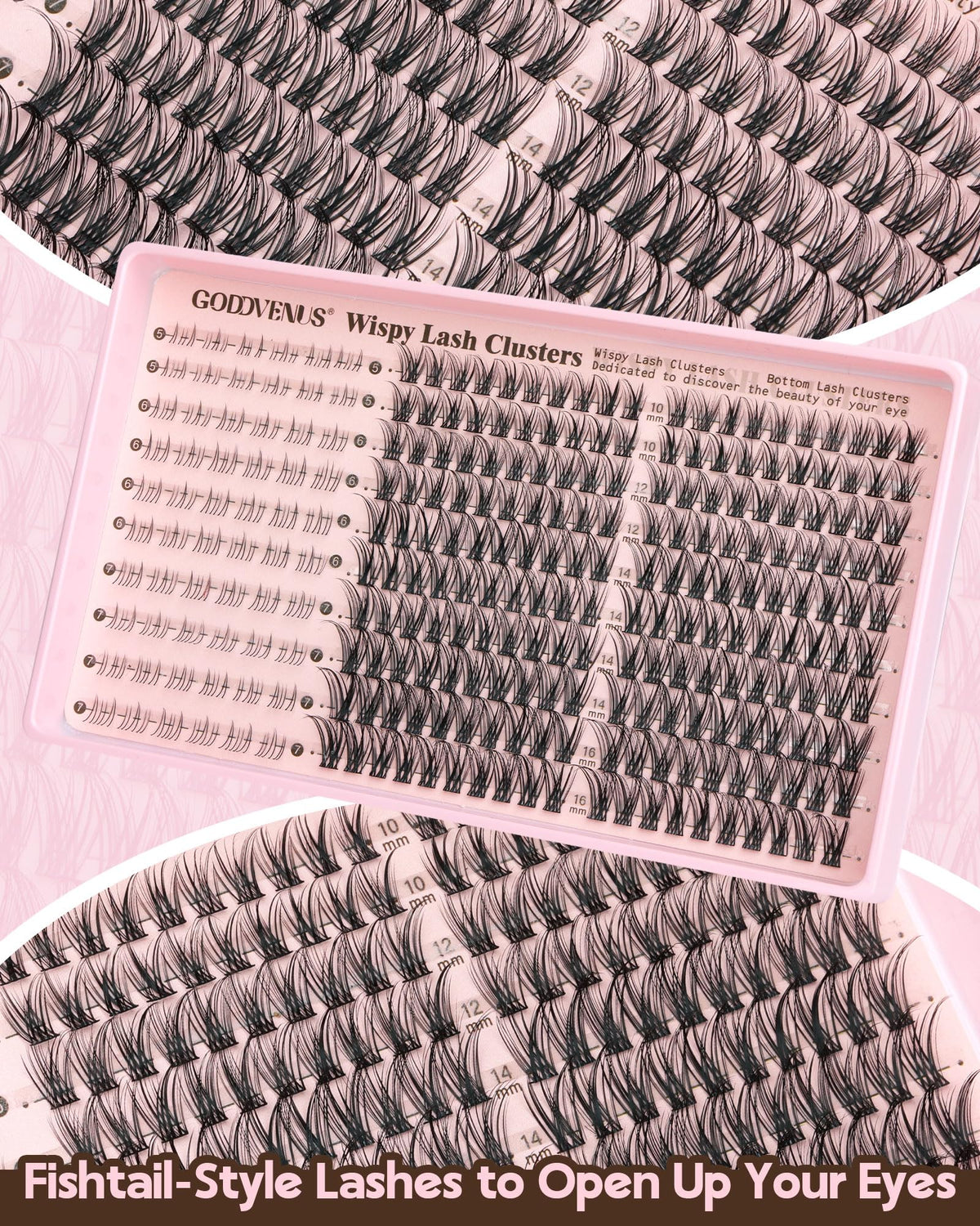 Goddvenus Lash Clusters Kit 9-14mm Wispy Eyelash Clusters Lashes Natural DIY Lash Extension Kit Short Cluster Eyelash Extensions Kit 300pcs C Curl Individual Lashes Cluster Eyelash (With Tweezers)