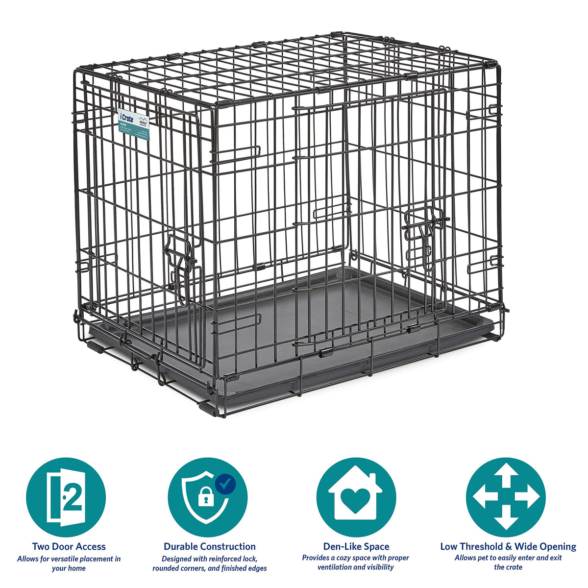Midwest 36-Inch Single Door iCrate, for Medium-Large Breeds, 41-70 lbs