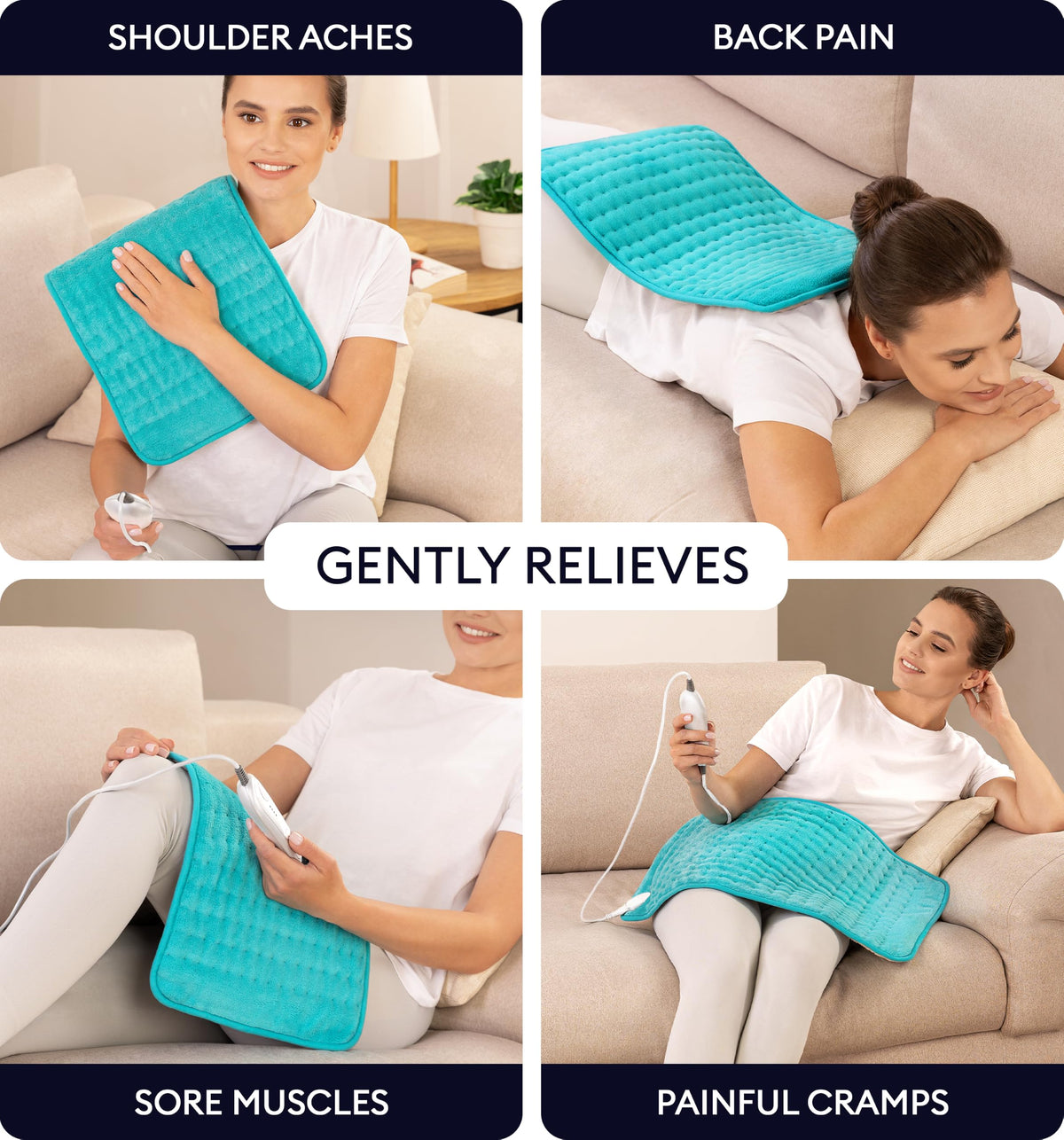GENIANI XXL Heating Pad for Back Pain & Menstrual Pain Relief, Electric Throw Auto Shut Off,