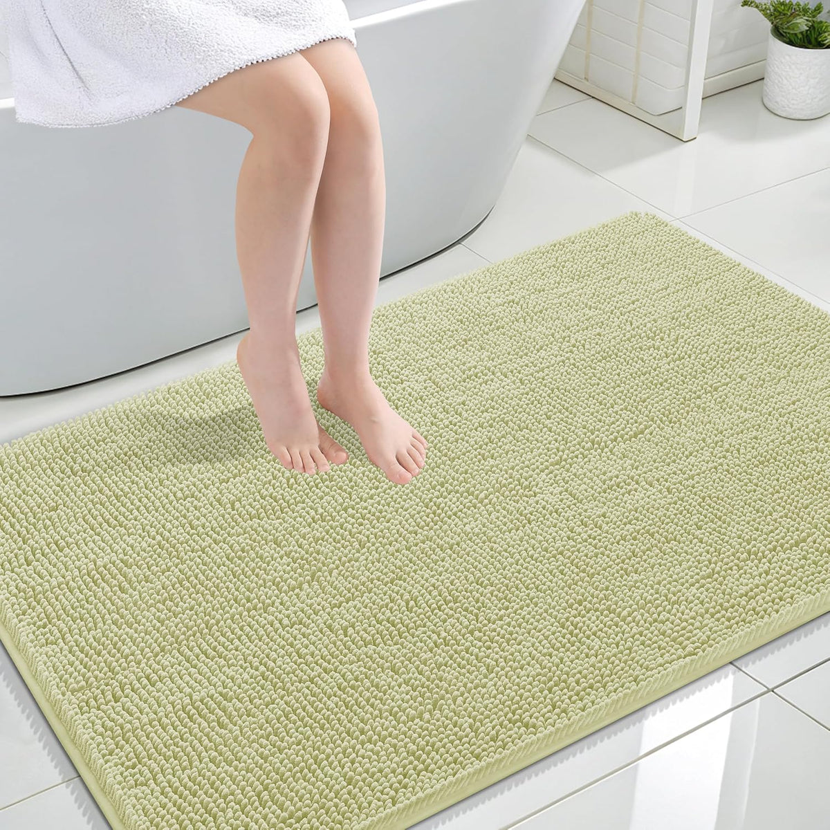 OLANLY Toilet Rugs U-Shaped 20x20,, Soft Absorbent Chenille Contour Rugs