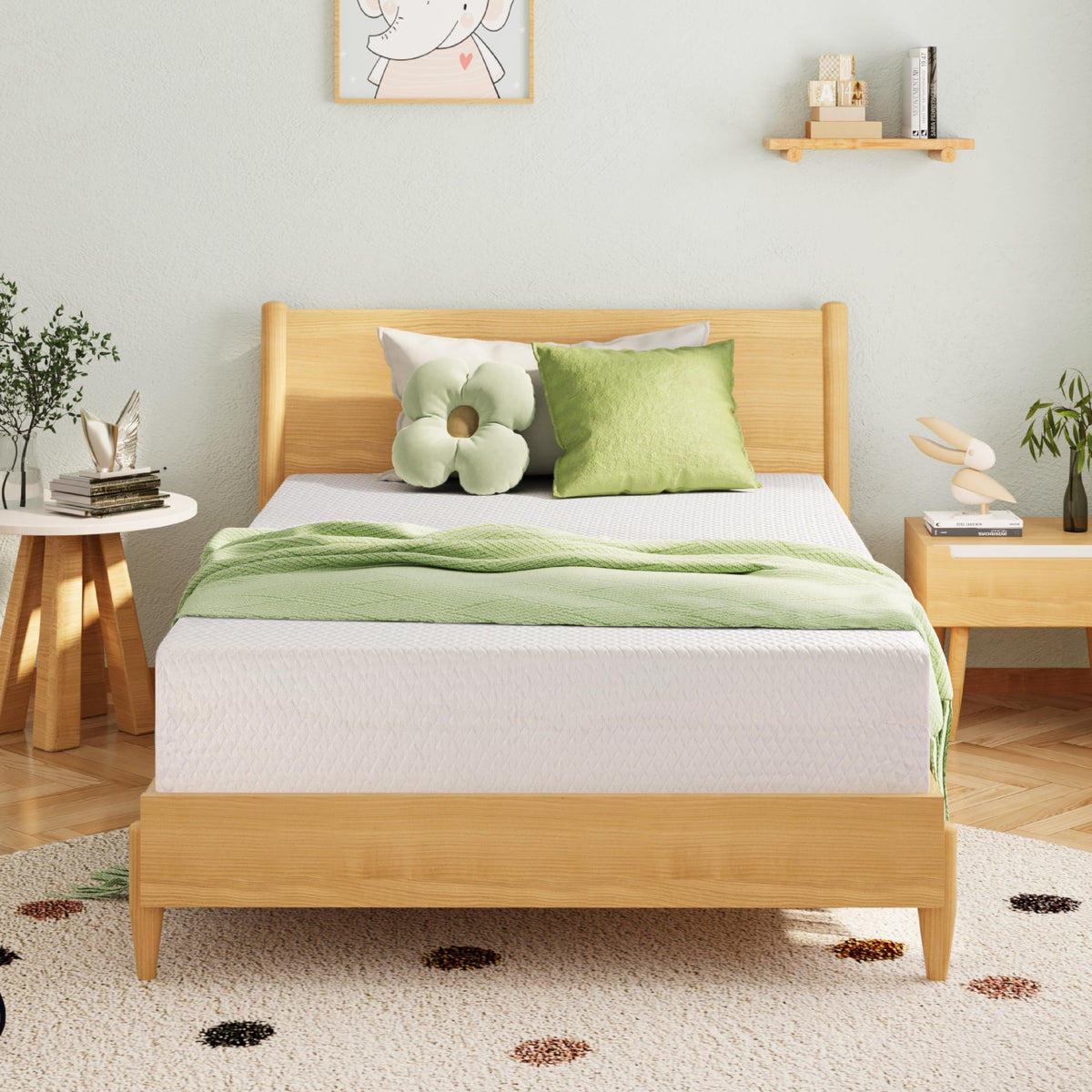 EGOHOME Full Size Memory Foam Mattress 8 Inch, Green Tea, Medium Firm