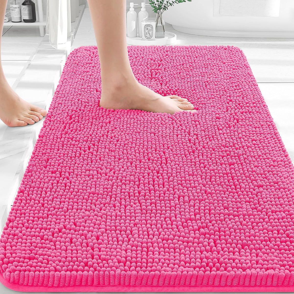 OLANLY Toilet Rugs U-Shaped 20x20,, Soft Absorbent Chenille Contour Rugs
