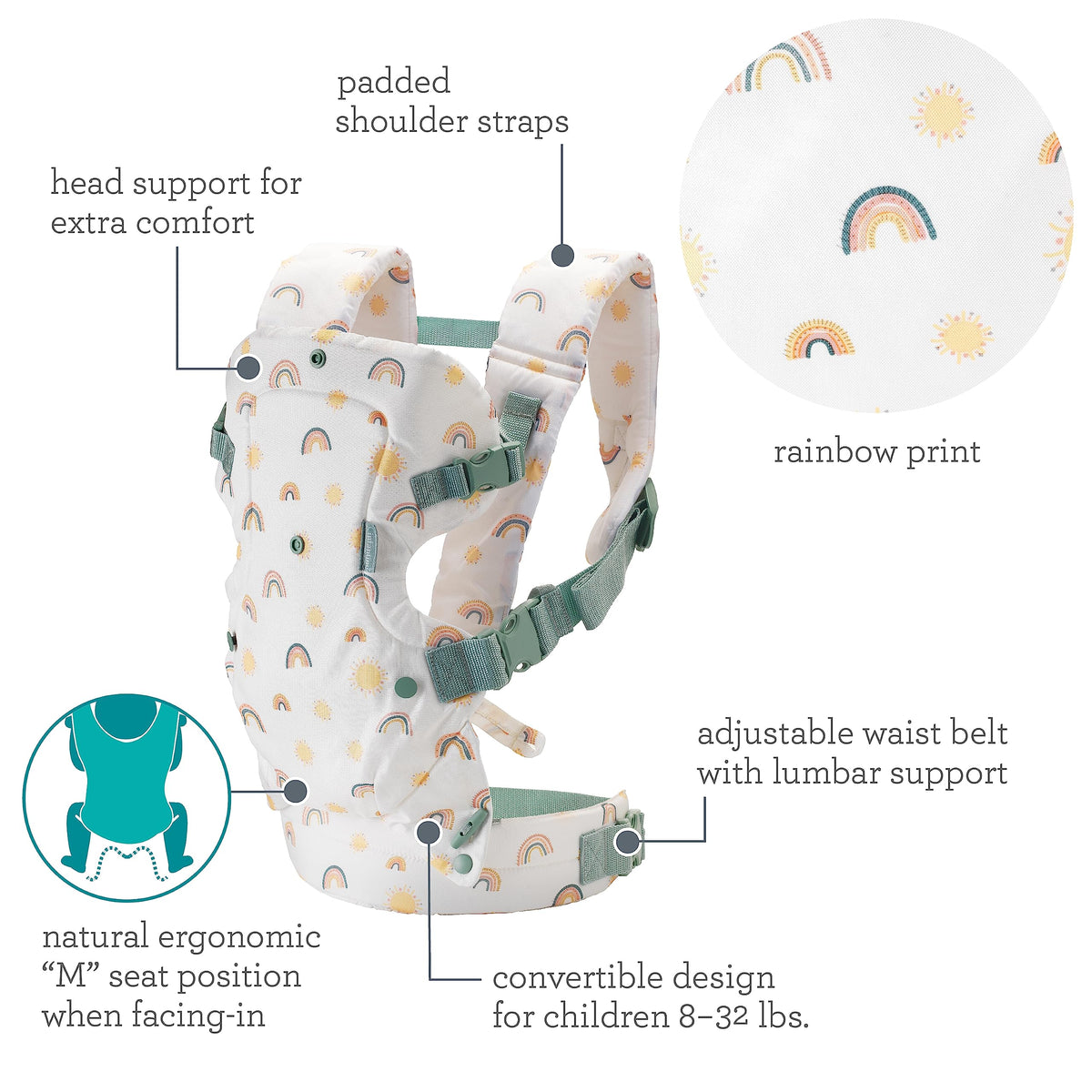 Infantino Flip 4-in-1 Baby Carrier Convertible Ergonomic, Gray