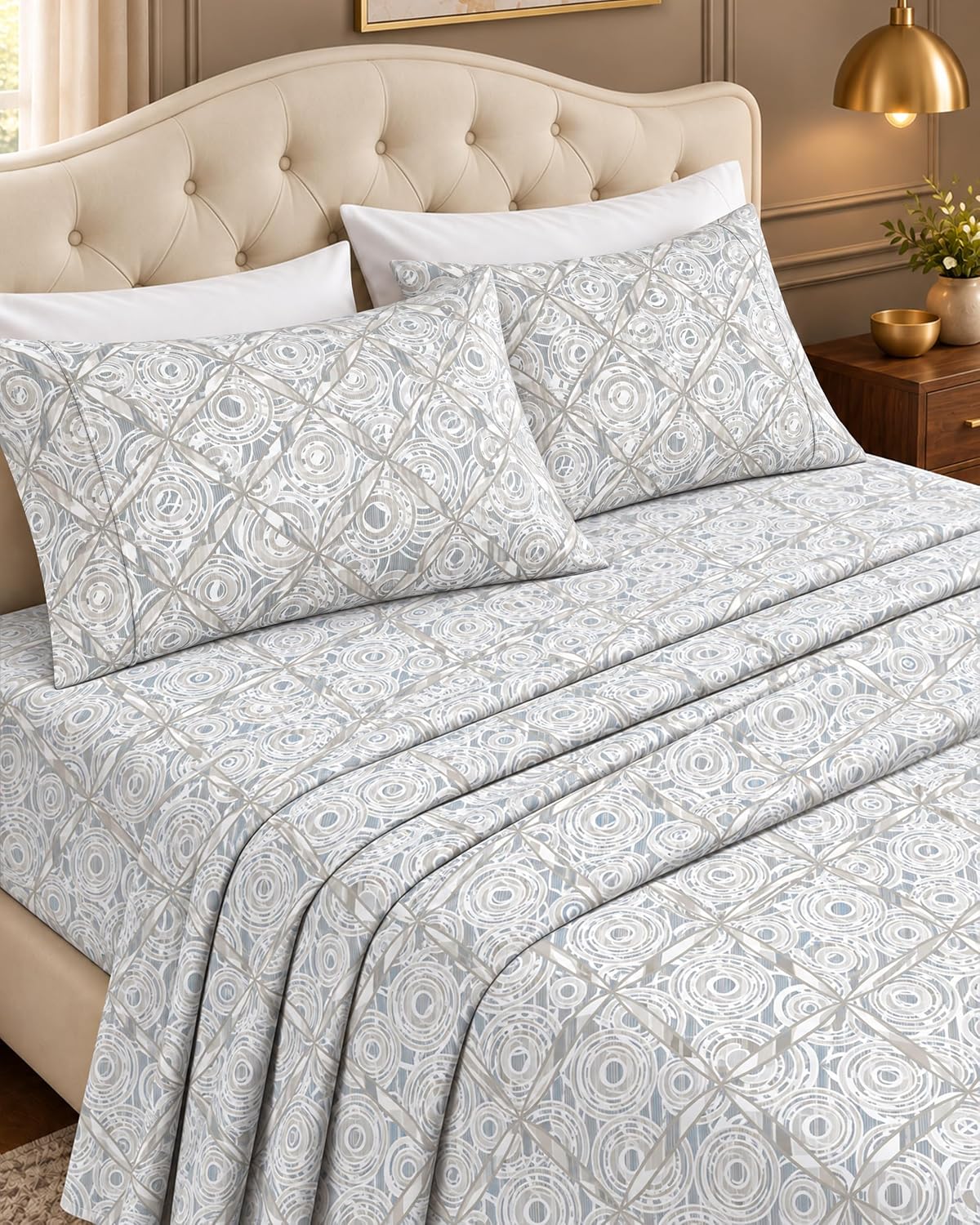 Queen Sheets Set, 4 Pieces 16" Deep Pocket Hotel Luxury Bed Sheets, Grey