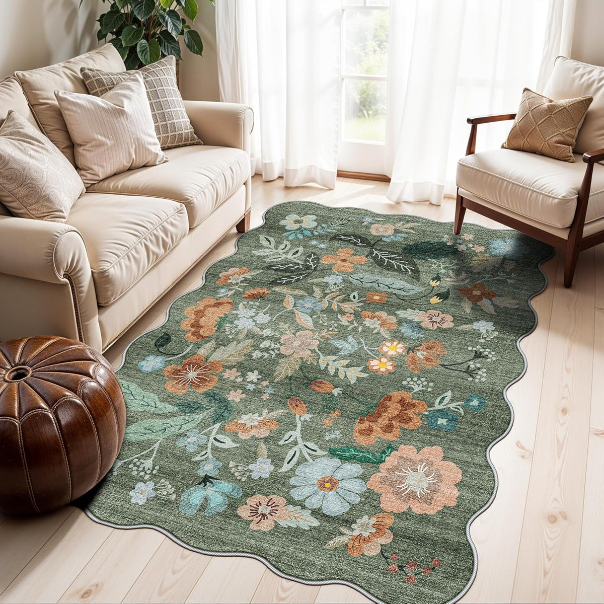 Hallway Washable Runner Rug - 3x10 Kitchen Rugs Entryway Rug Runner Vintage Soft Floor Mat Non Slip Indoor Farmhouse Carpet for Bathroom Living Room Bedroom (3 X 10, Beige)