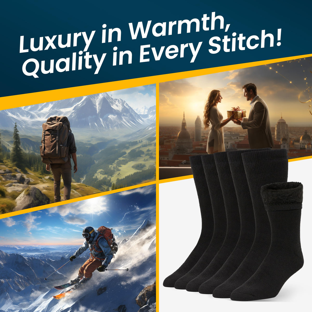 Alvada Mens Merino Wool Crew Socks Thermal and Warm Socks for Winter Work Hiking Running 3 Pairs