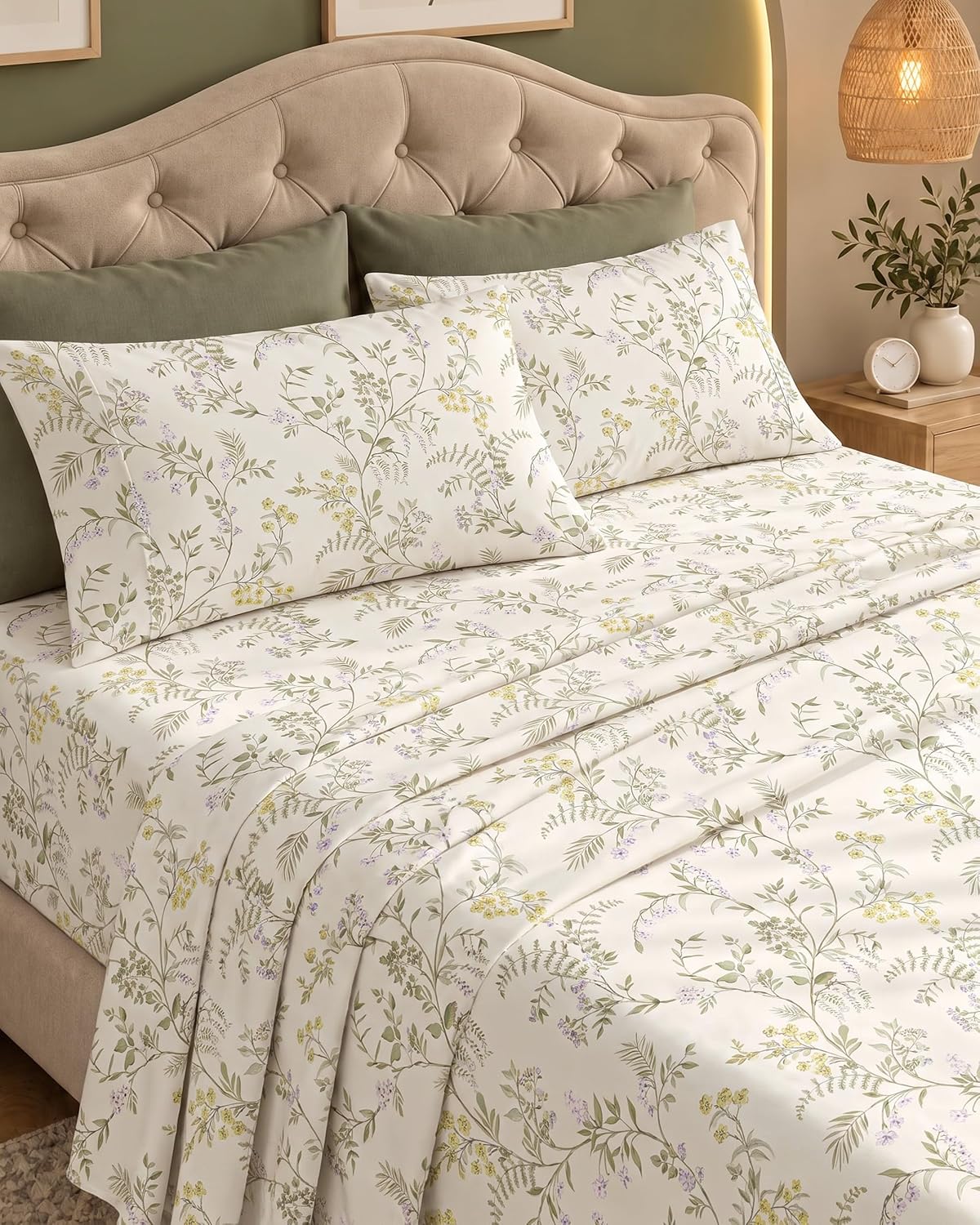Queen Sheets Set, 4 Pieces 16" Deep Pocket Hotel Luxury Bed Sheets, Grey