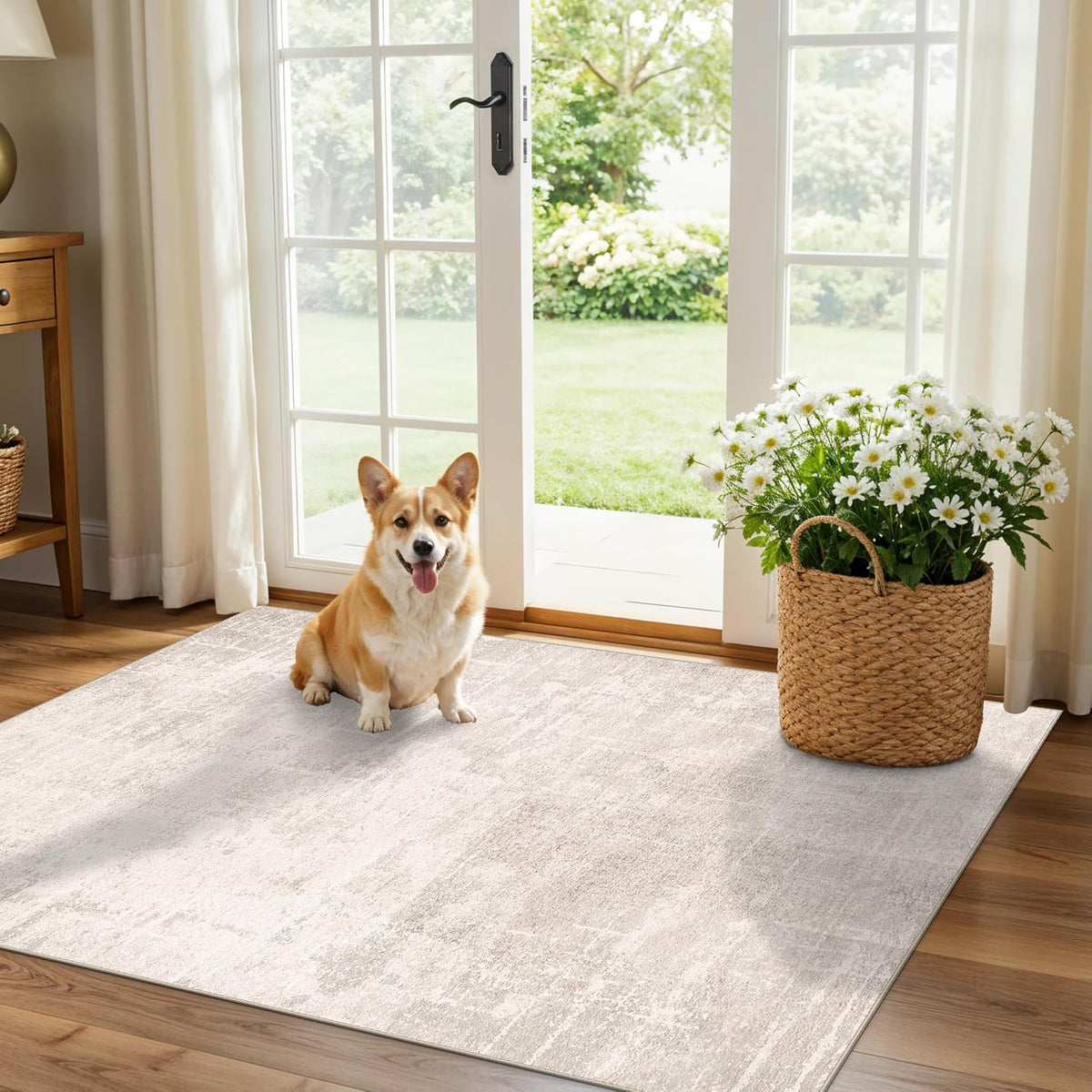 Hallway Washable Runner Rug - 3x10 Kitchen Rugs Entryway Rug Runner Vintage Soft Floor Mat Non Slip Indoor Farmhouse Carpet for Bathroom Living Room Bedroom (3 X 10, Beige)
