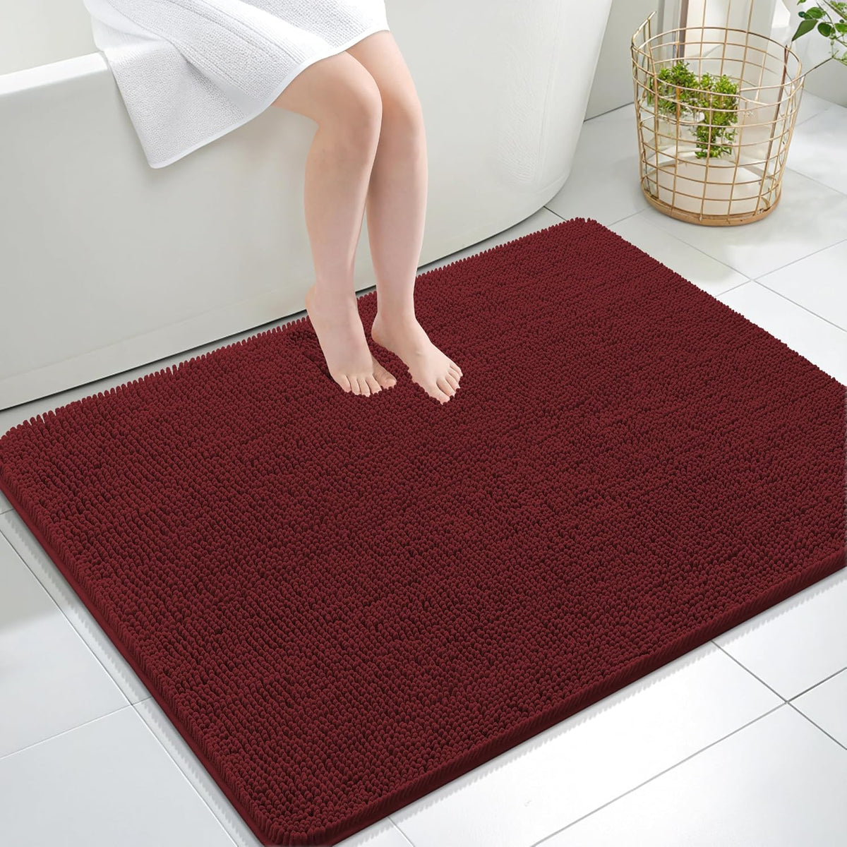 OLANLY Toilet Rugs U-Shaped 20x20,, Soft Absorbent Chenille Contour Rugs