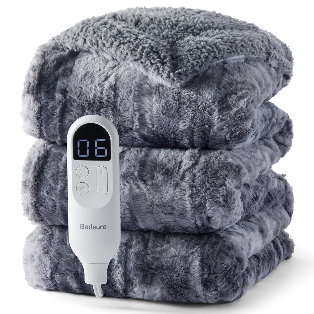 Bedsure Electric Blanket Twin with Preheat Function - Soft Flannel Heated Blanket Twin Size, Fast Heating with 6 Time Settings (Up to 10H) & 6 Heat Settings, Gifts for Grandma (62x84 inches, Grey)